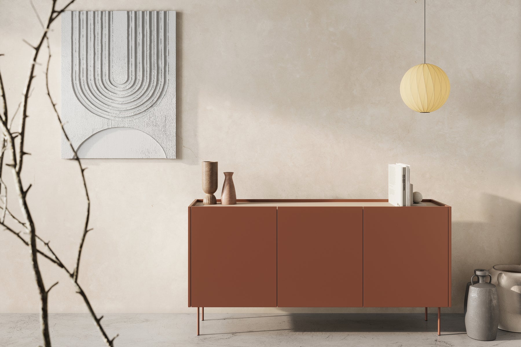 Madia 3 ante con piede in metallo Mars 170x85 cm