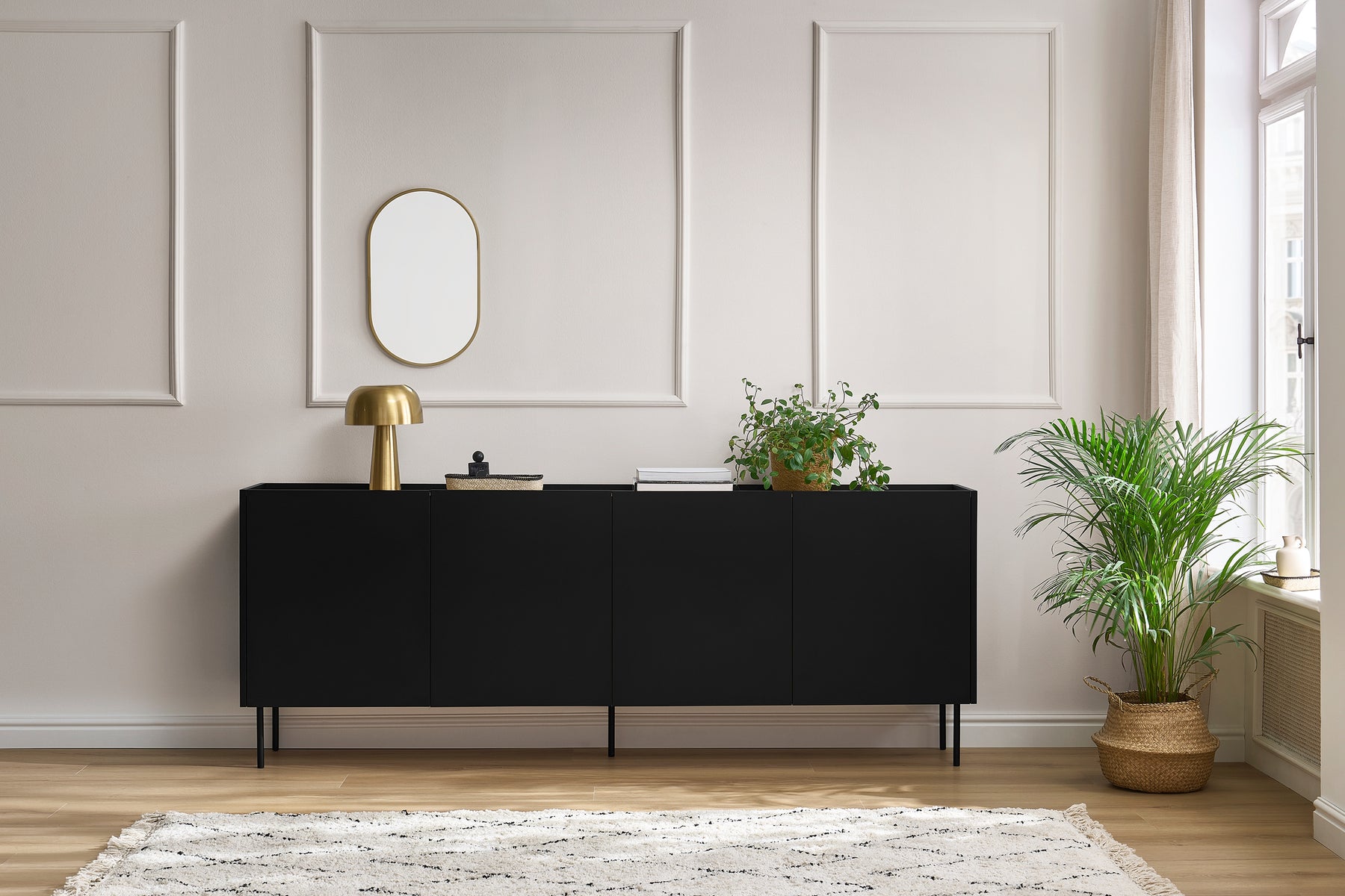 Cassettiera 4 ante 2 cassetti con piede in metallo Mars 220x85 cm