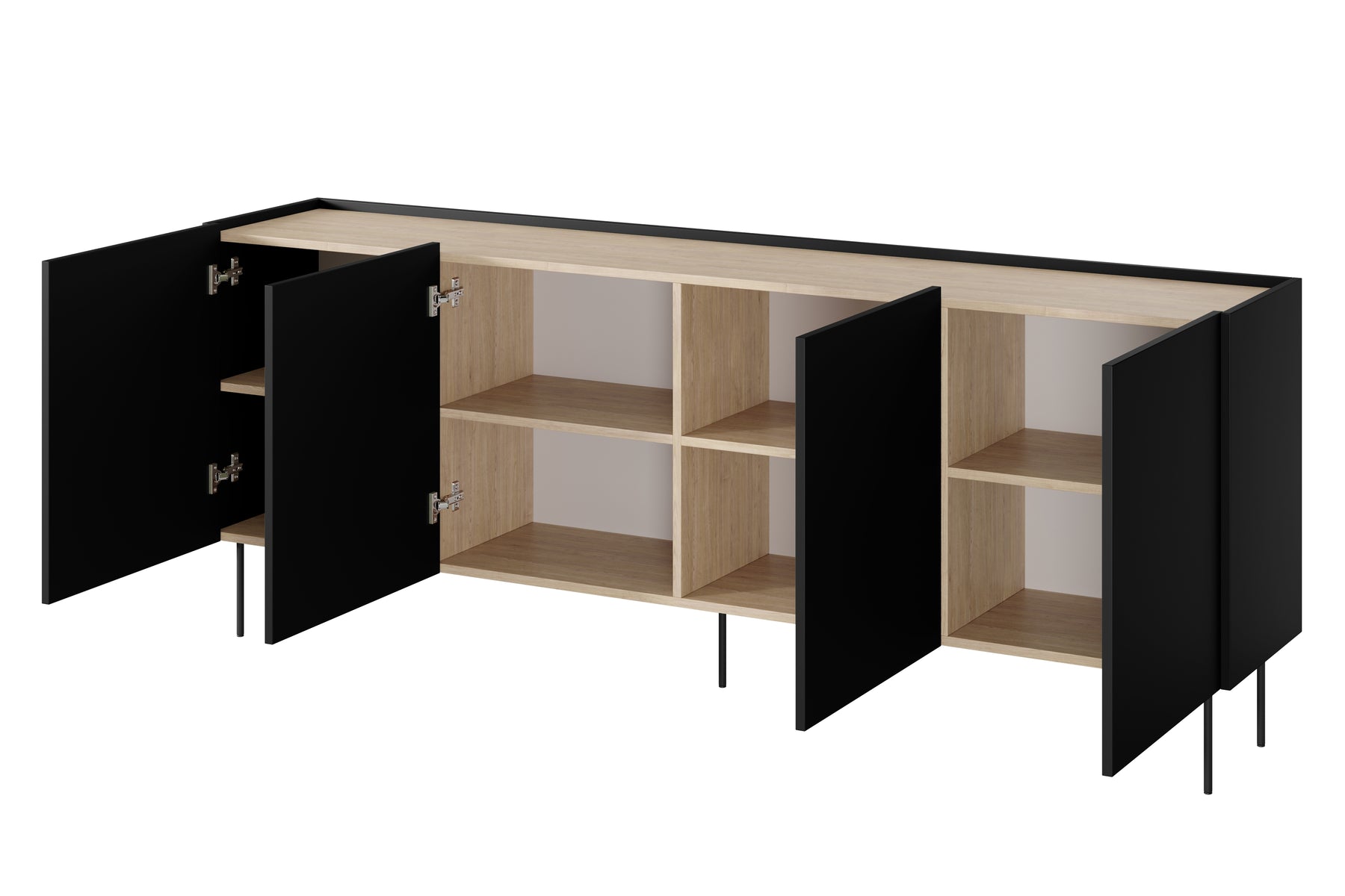 Cassettiera 4 ante con piede in metallo Mars 220x85 cm