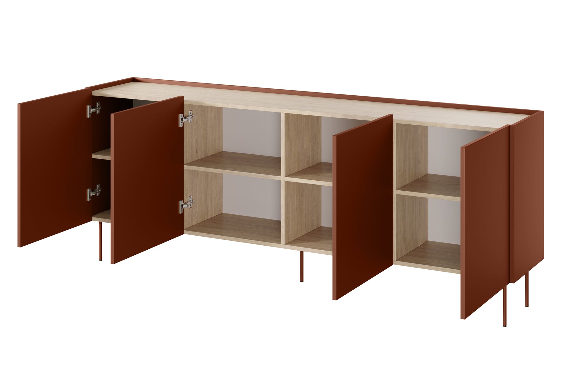 Cassettiera 4 ante con piede in metallo Mars 220x85 cm