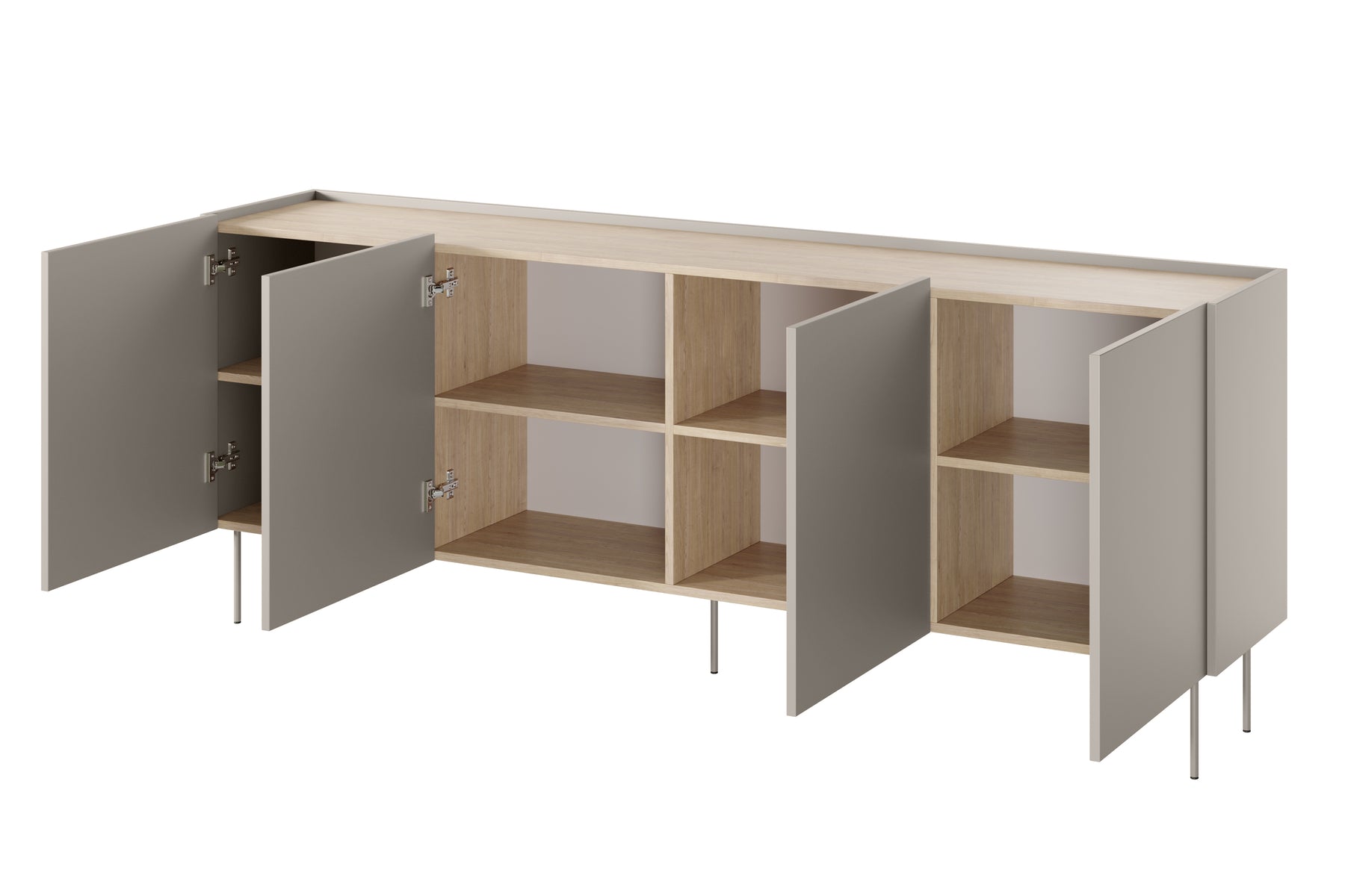 Cassettiera 4 ante con piede in metallo Mars 220x85 cm