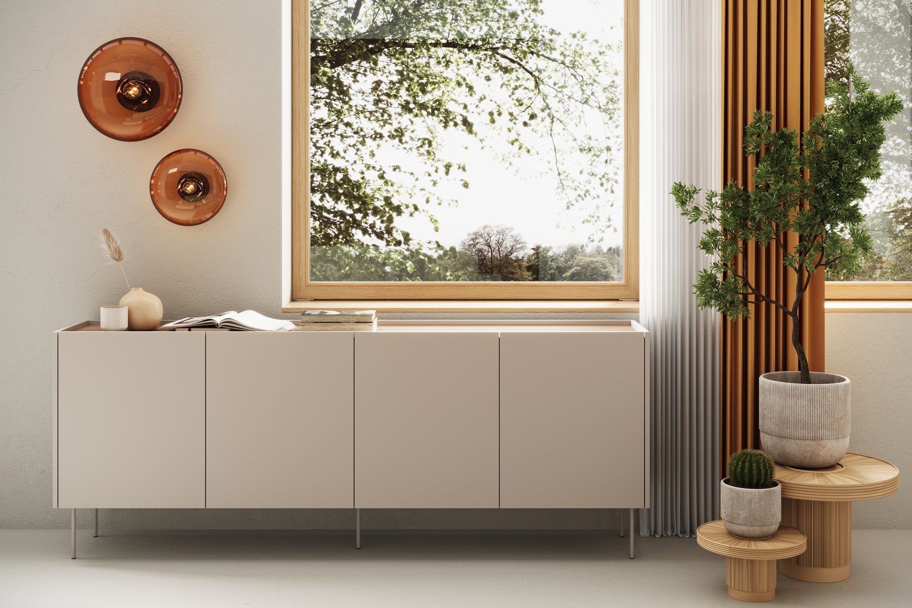 Cassettiera 4 ante 2 cassetti con piede in metallo Mars 220x85 cm