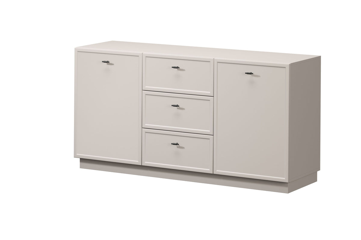 Madia 2 ante 3 cassetti cashmere con maniglie nere Lora 150x45 cm