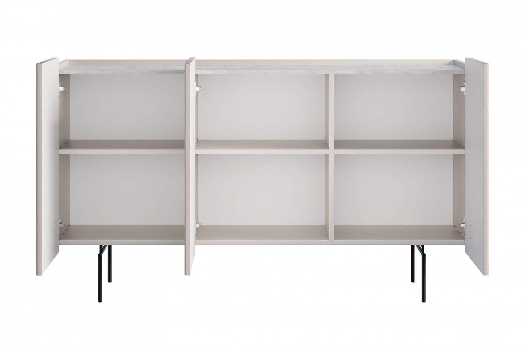 Madia 3 ante con piede in metallo cashmere Miami 150x87 cm