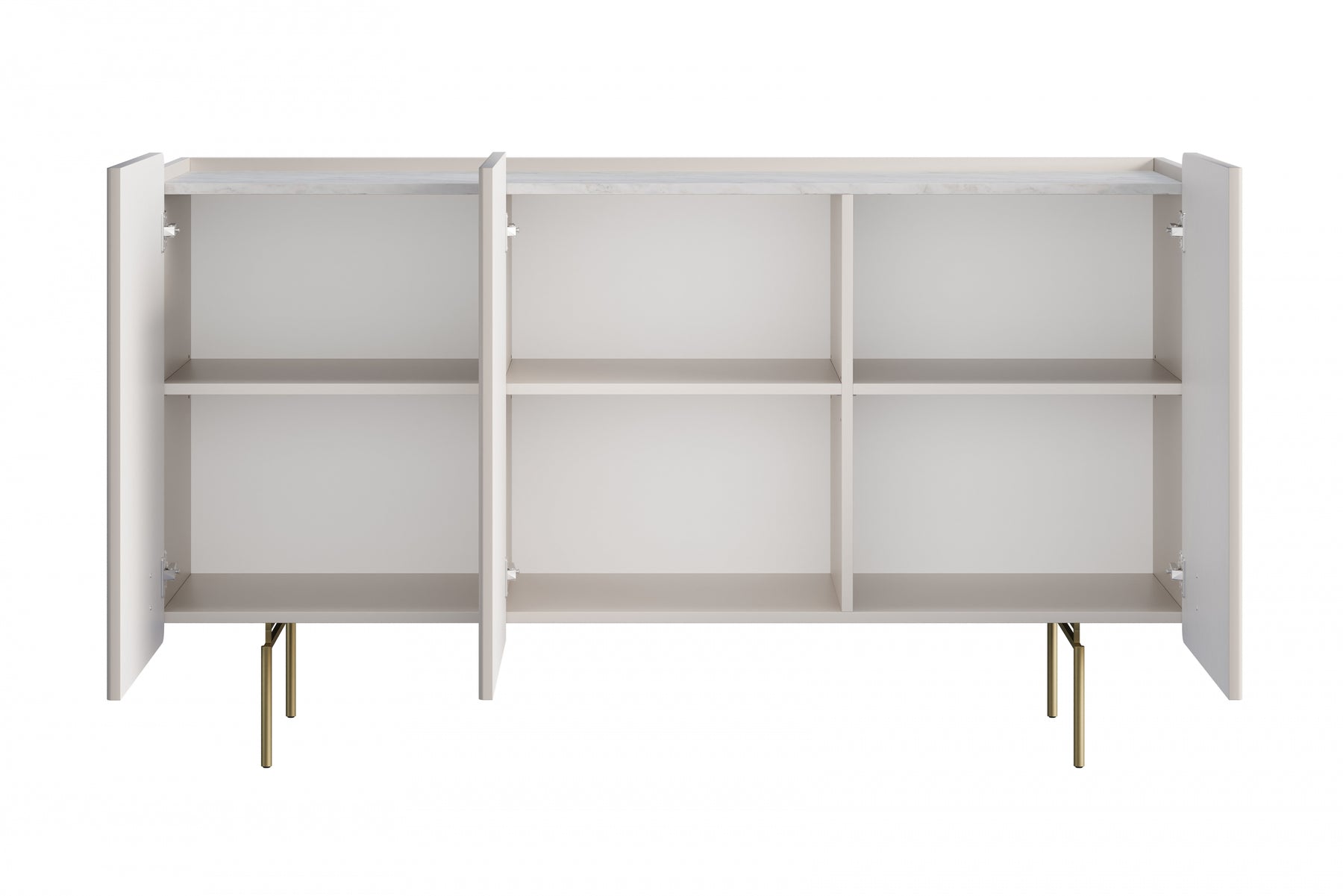Madia 3 ante con piede in metallo cashmere Miami 150x87 cm