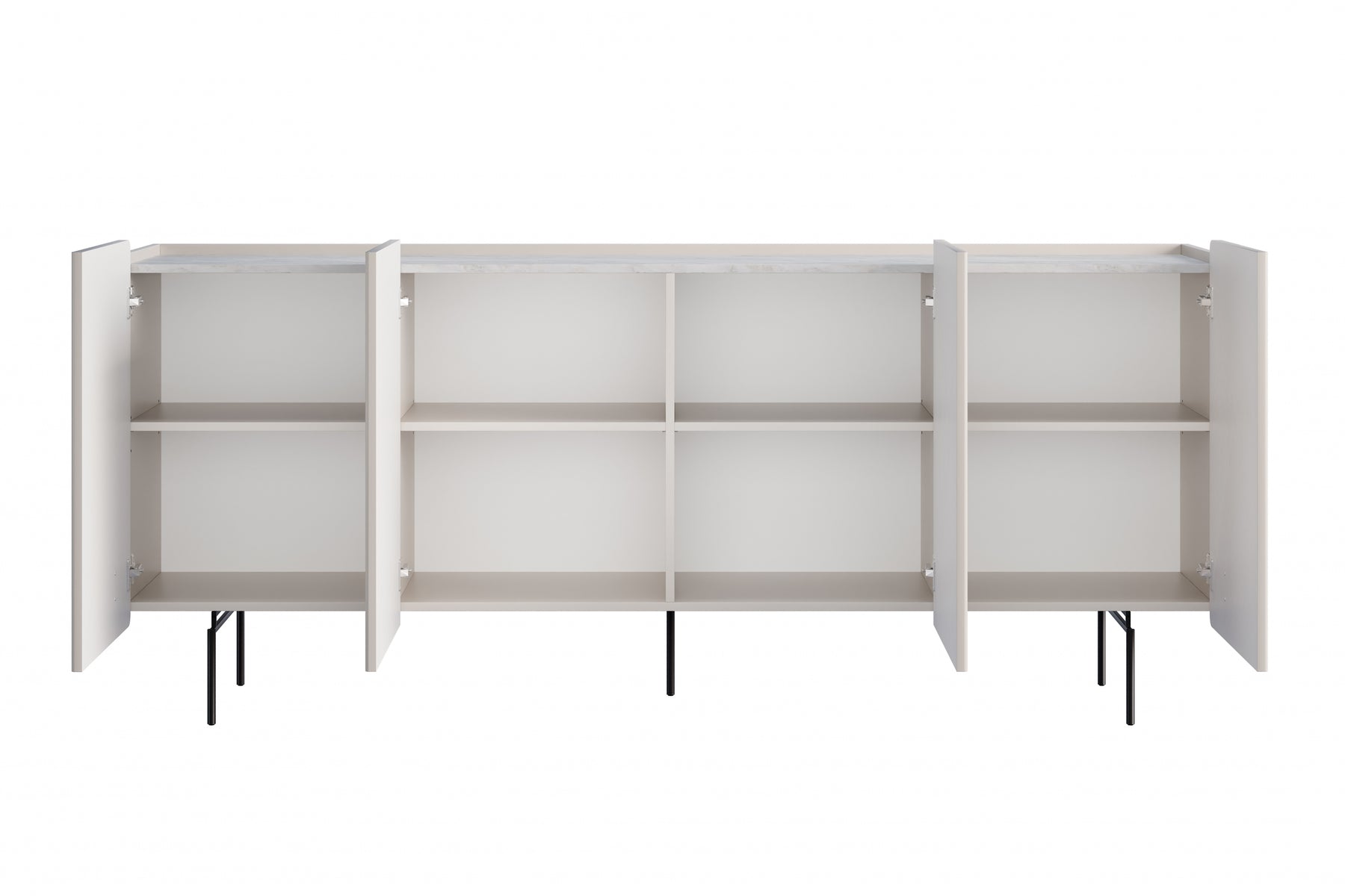 Madia 4 ante con piede in metallo cashmere Miami 200x87 cm