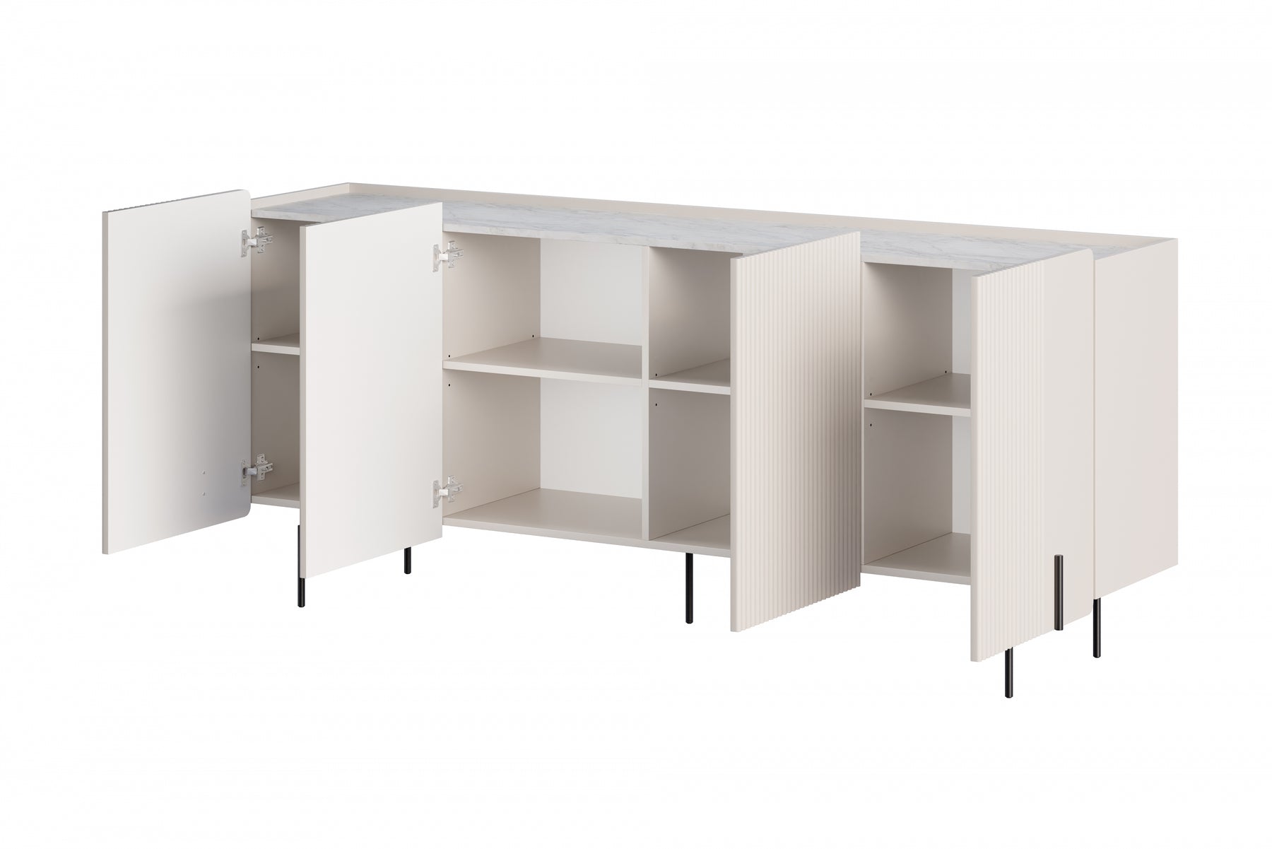 Madia 4 ante con piede in metallo cashmere Miami 200x87 cm