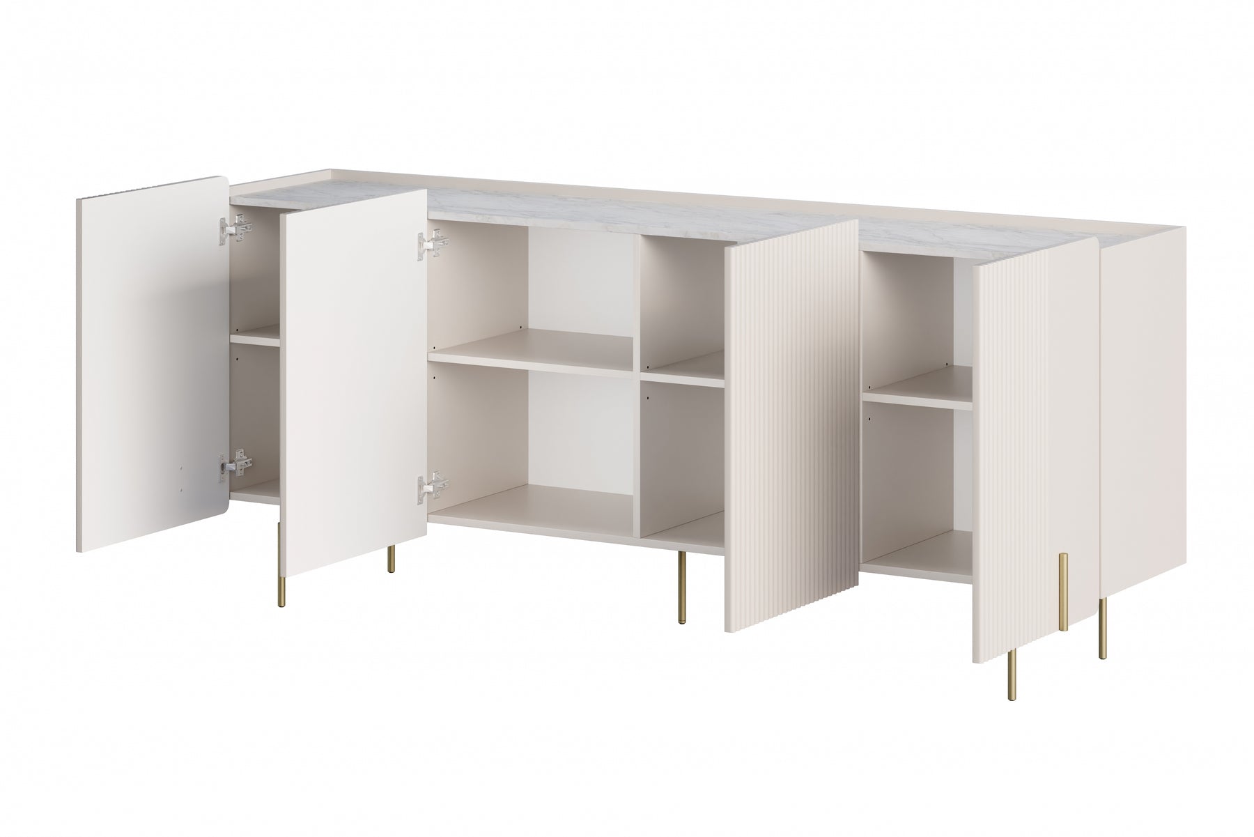 Madia 4 ante con piede in metallo cashmere Miami 200x87 cm