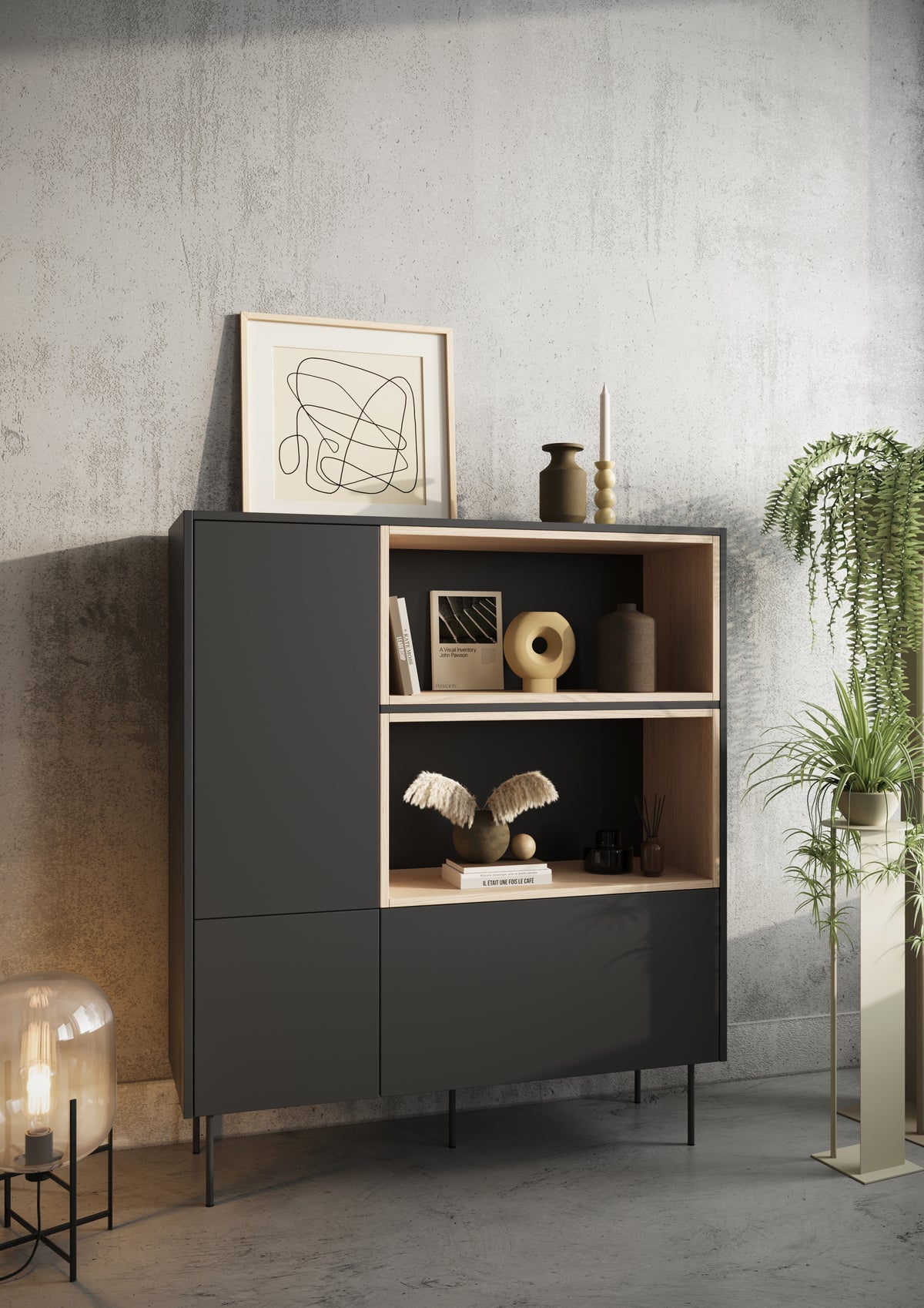 Credenza 2 ante 1 cassetto con piede in metallo Mars 120x140 cm