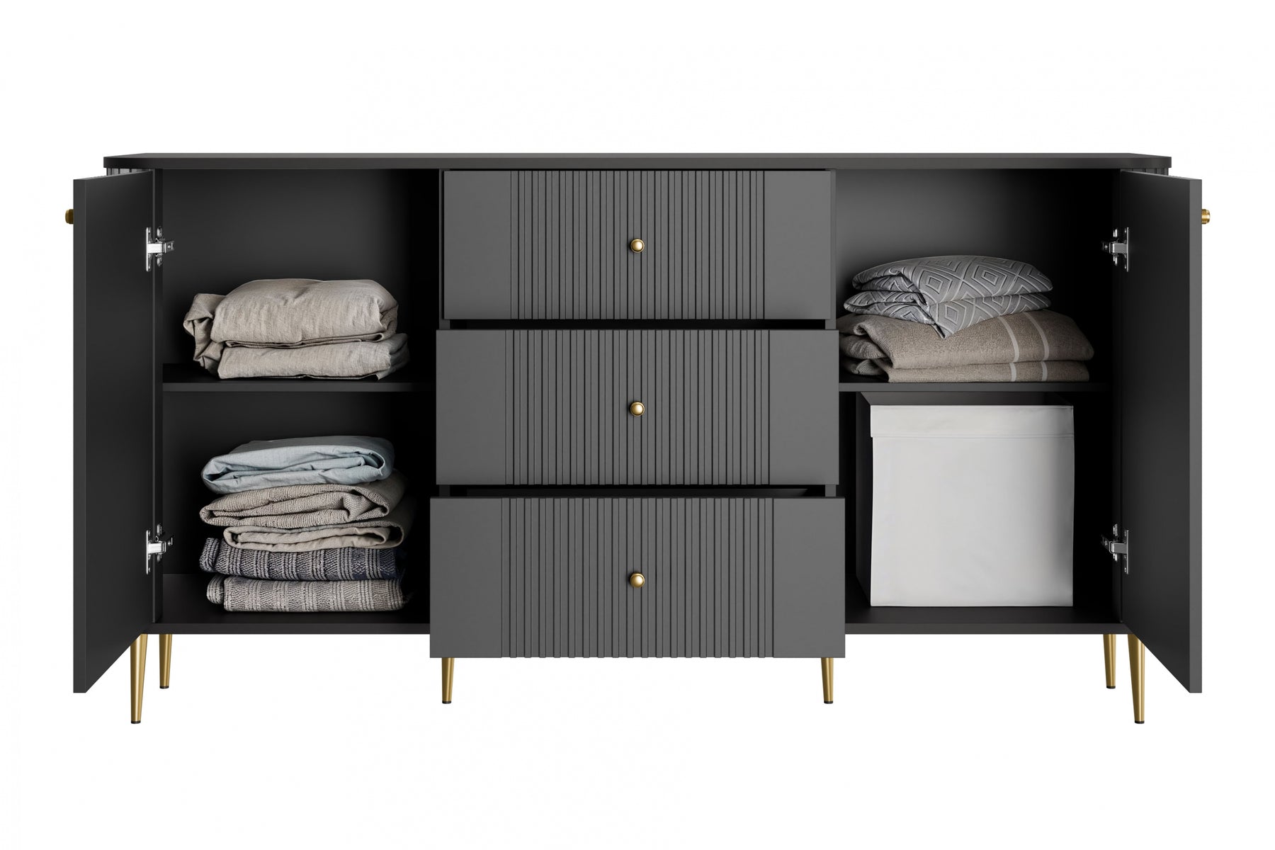 Madia 2 ante 3 cassetti con piede in metallo Liberty 160x85 cm