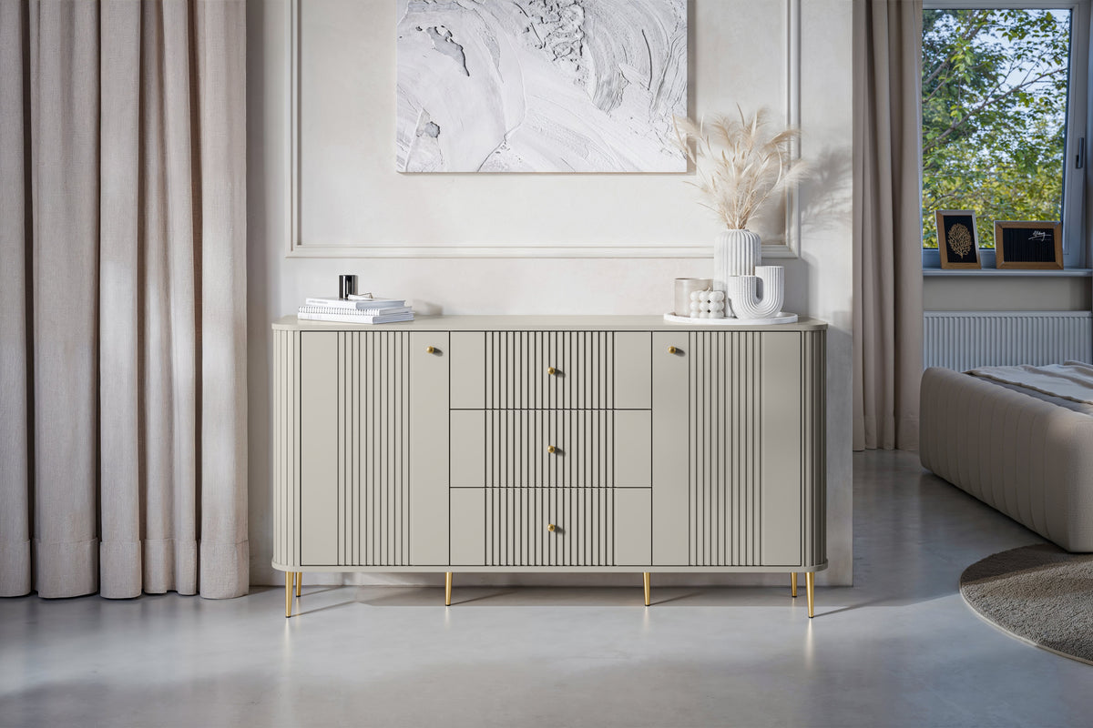 Madia 2 ante 3 cassetti con piede in metallo Liberty 160x85 cm