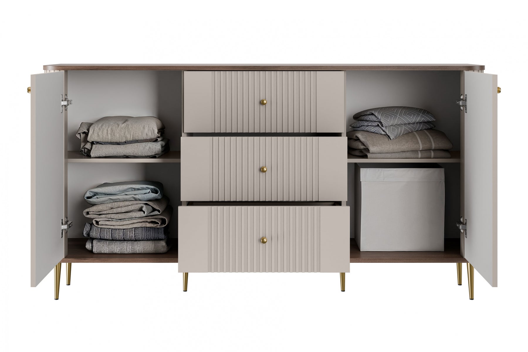 Madia 2 ante 3 cassetti con piede in metallo Liberty 160x85 cm