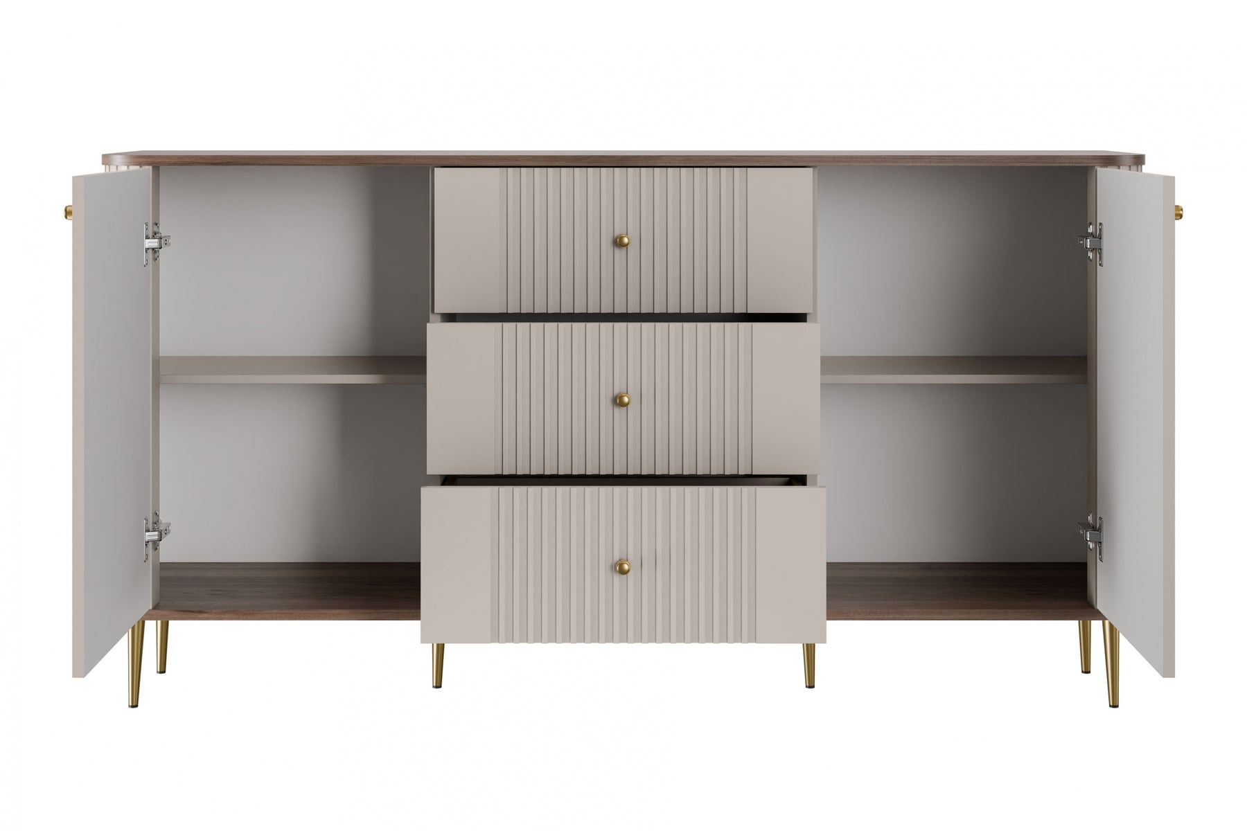 Madia 2 ante 3 cassetti con piede in metallo Liberty 160x85 cm