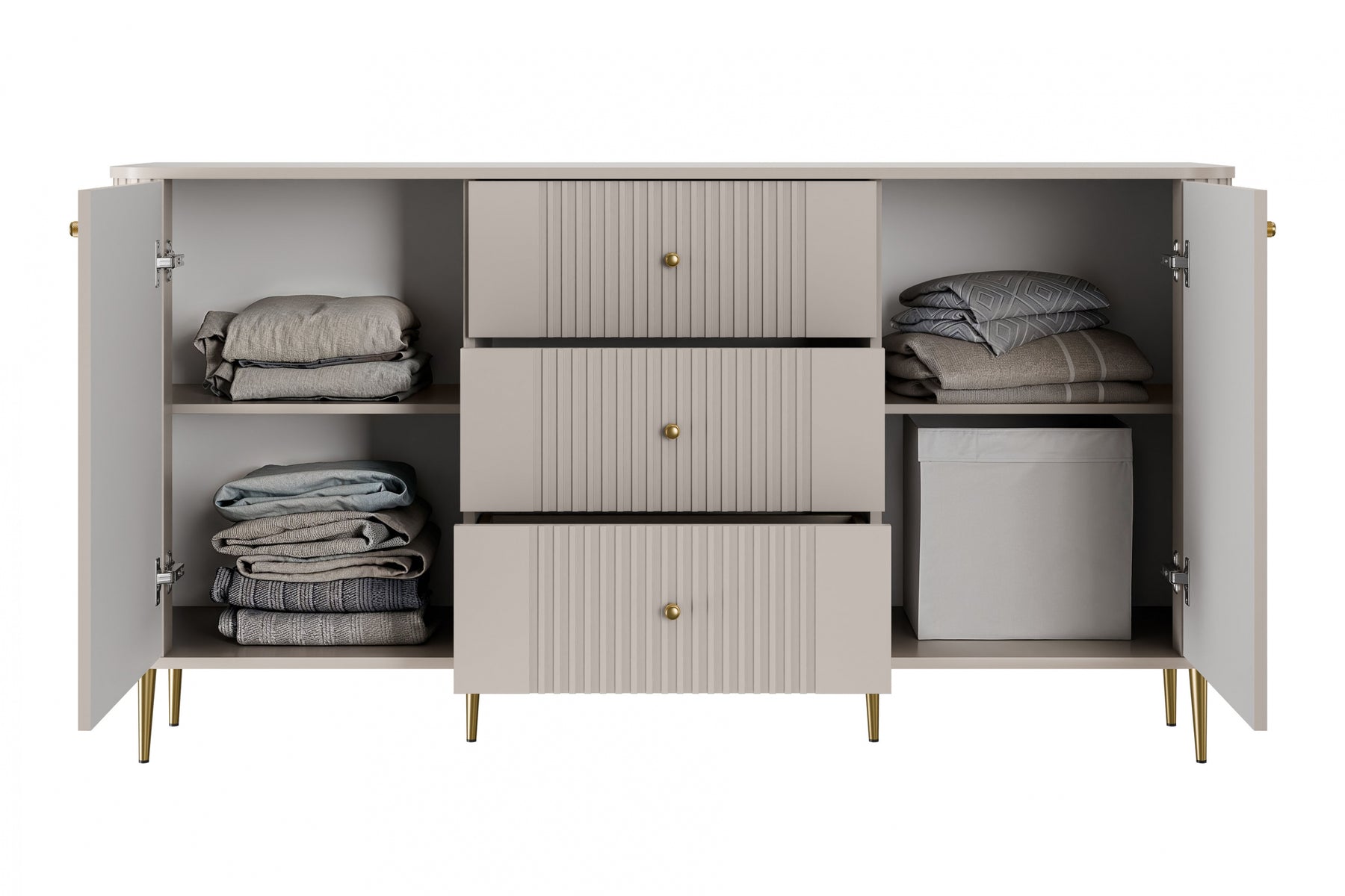 Madia 2 ante 3 cassetti con piede in metallo Liberty 160x85 cm