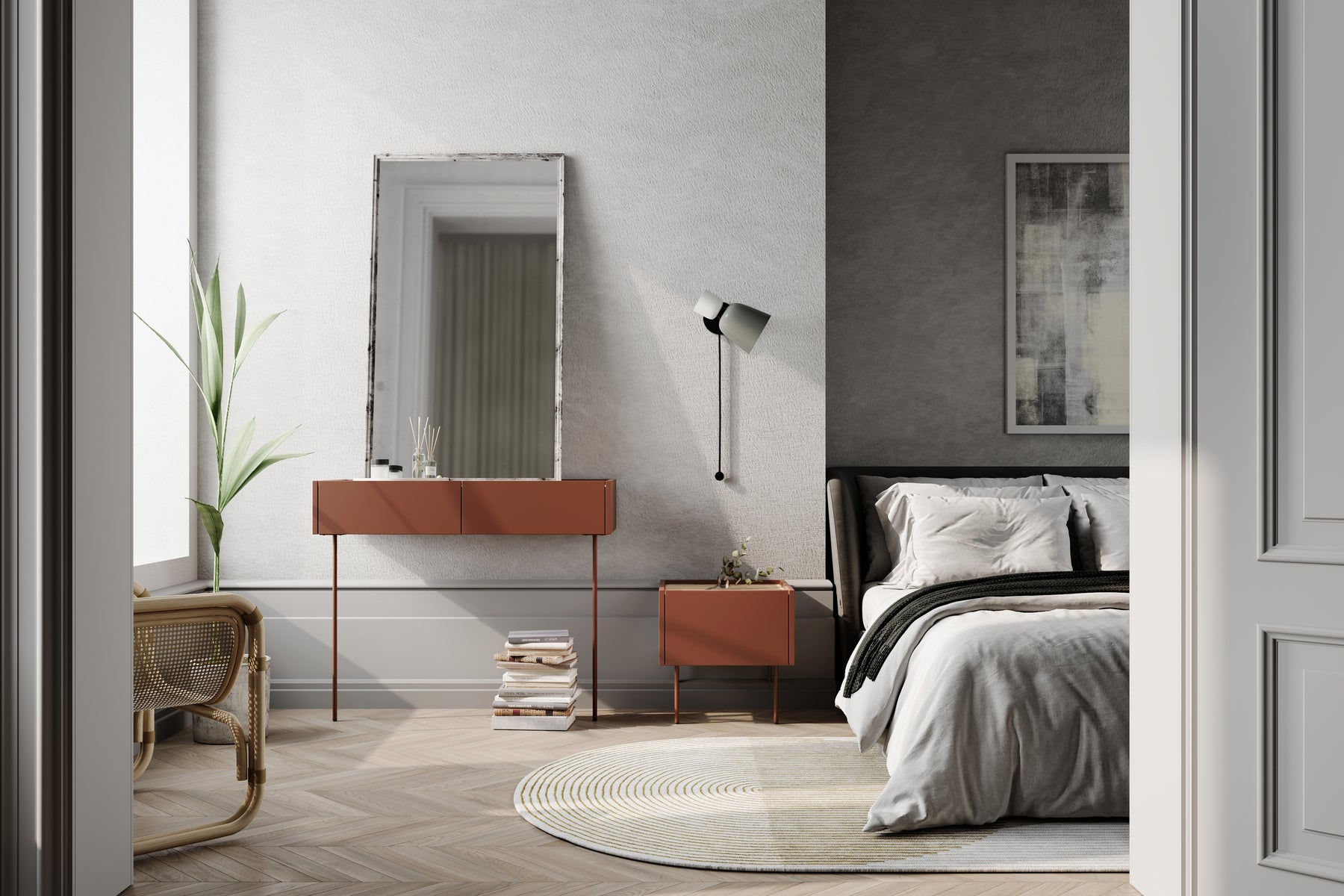 Consolle 2 cassetti con gamba in metallo Mars 100x83 cm