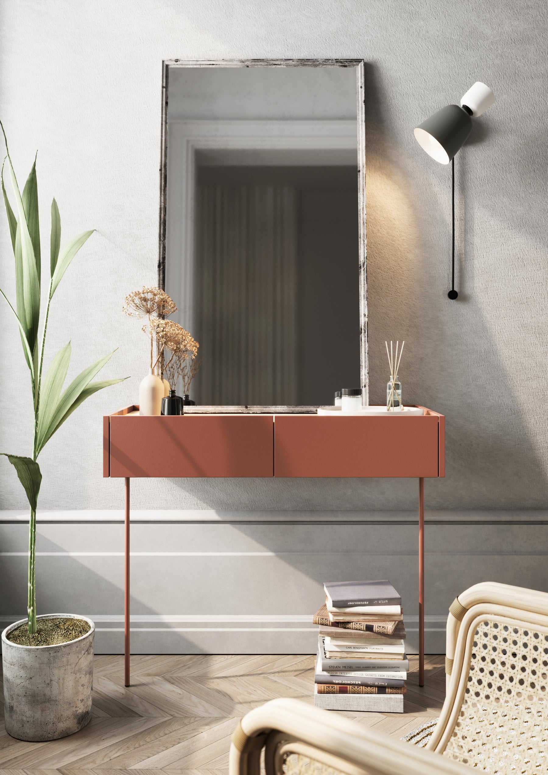 Consolle 2 cassetti con gamba in metallo Mars 100x83 cm