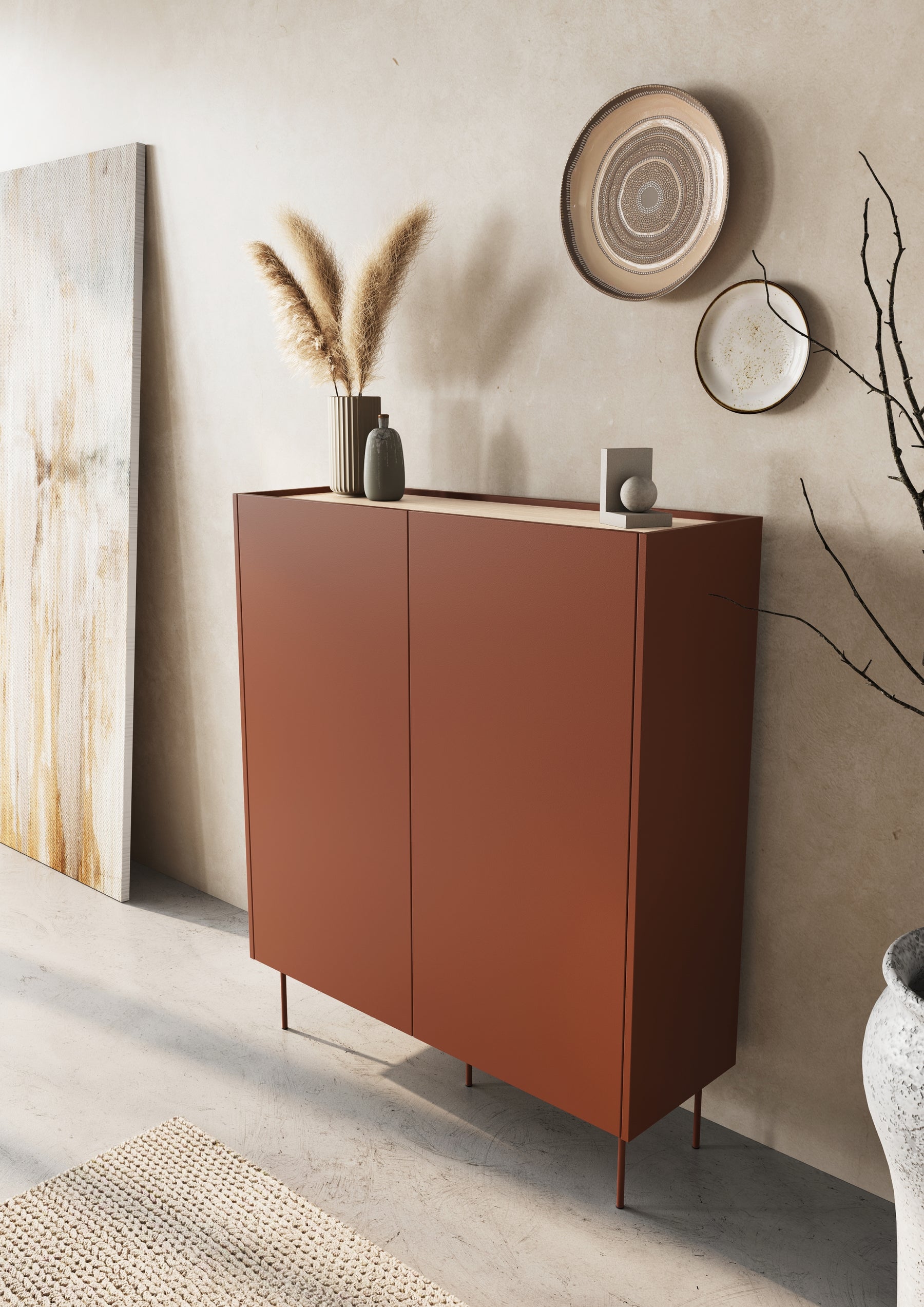 Credenza 2 ante 2 cassetti con piede in metallo Mars 120x140 cm