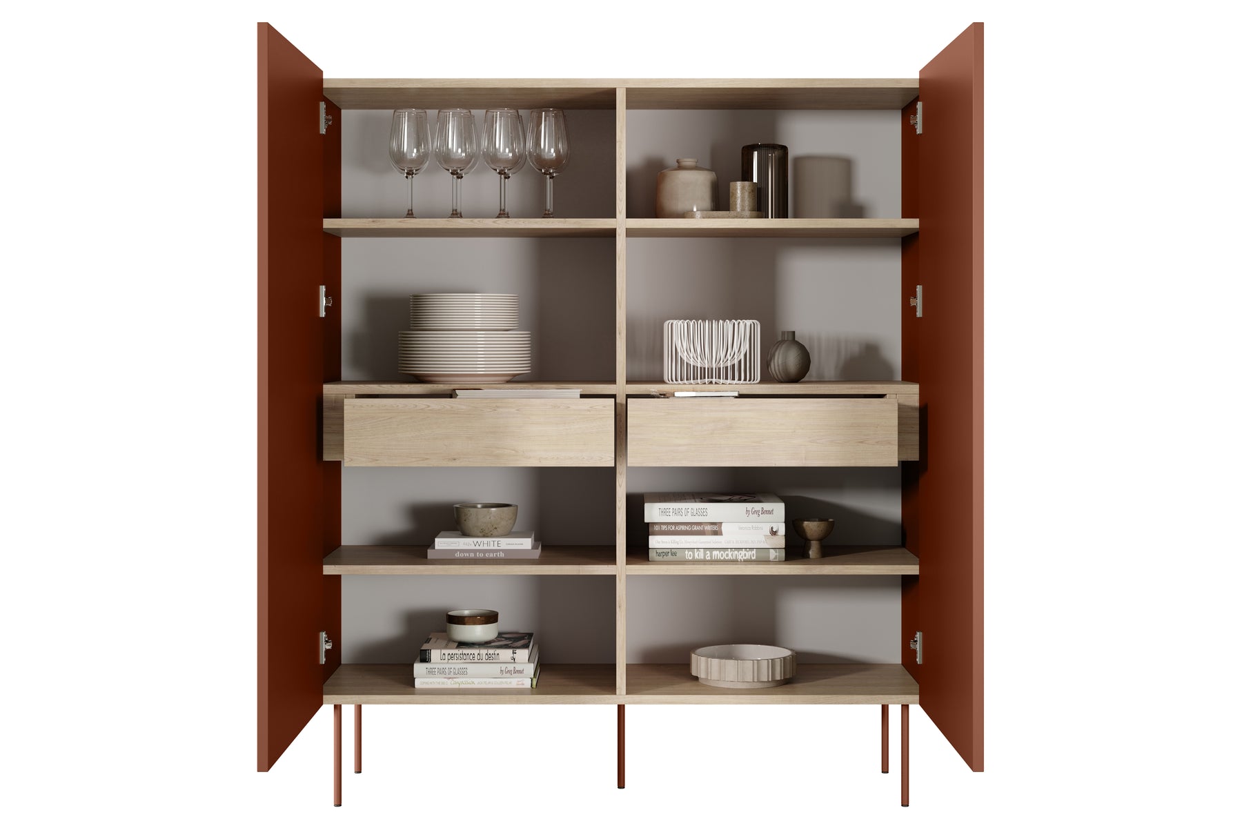 Credenza 2 ante 2 cassetti con piede in metallo Mars 120x140 cm