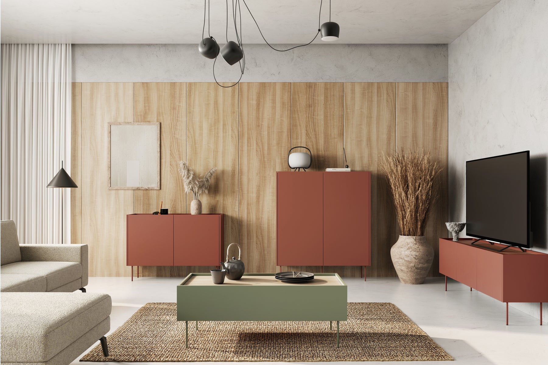 Credenza 2 ante 2 cassetti con piede in metallo Mars 120x140 cm