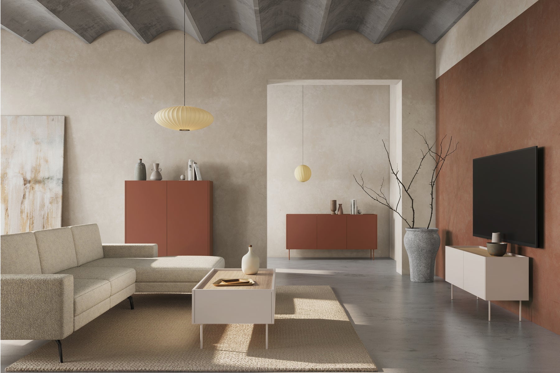 Credenza 2 ante 2 cassetti con piede in metallo Mars 120x140 cm