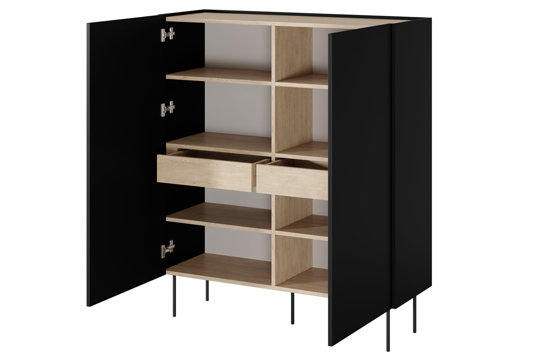 Credenza 2 ante 2 cassetti con piede in metallo Mars 120x140 cm