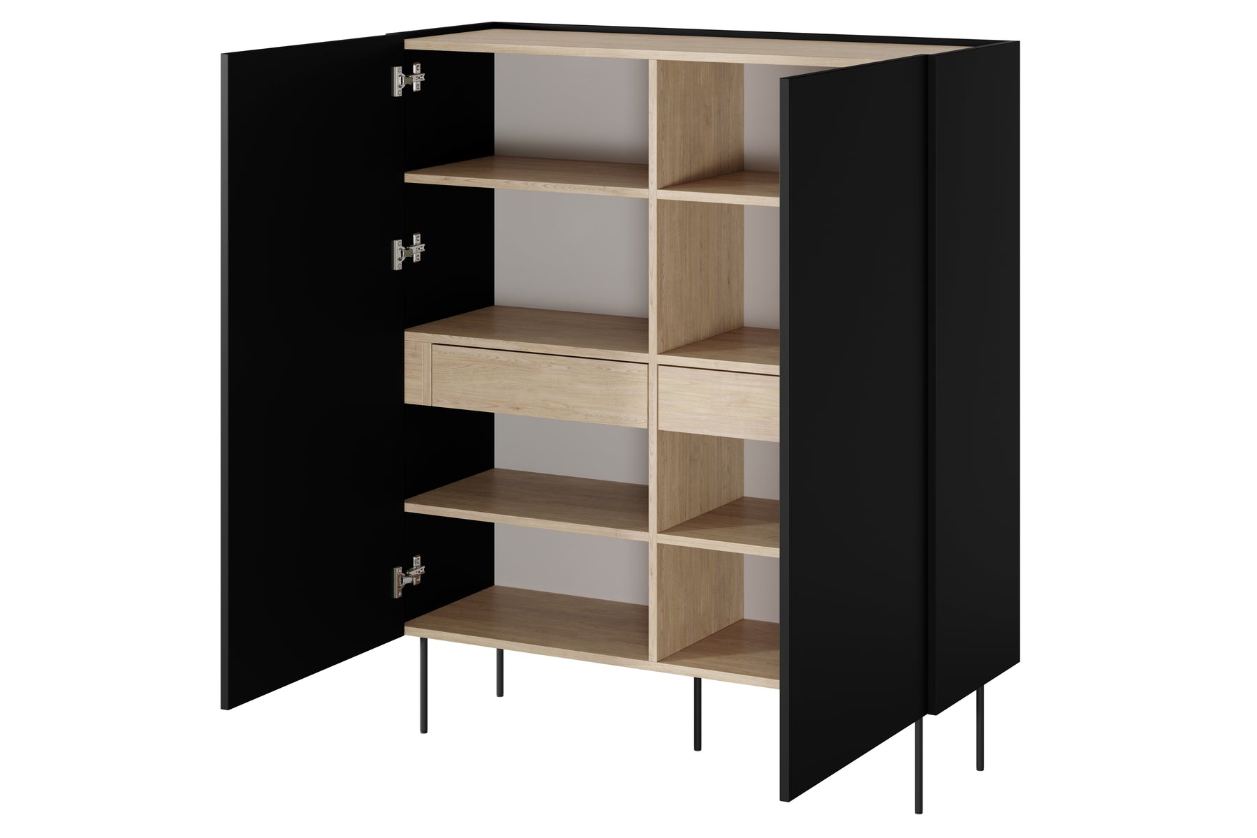 Credenza 2 ante 2 cassetti con piede in metallo Mars 120x140 cm