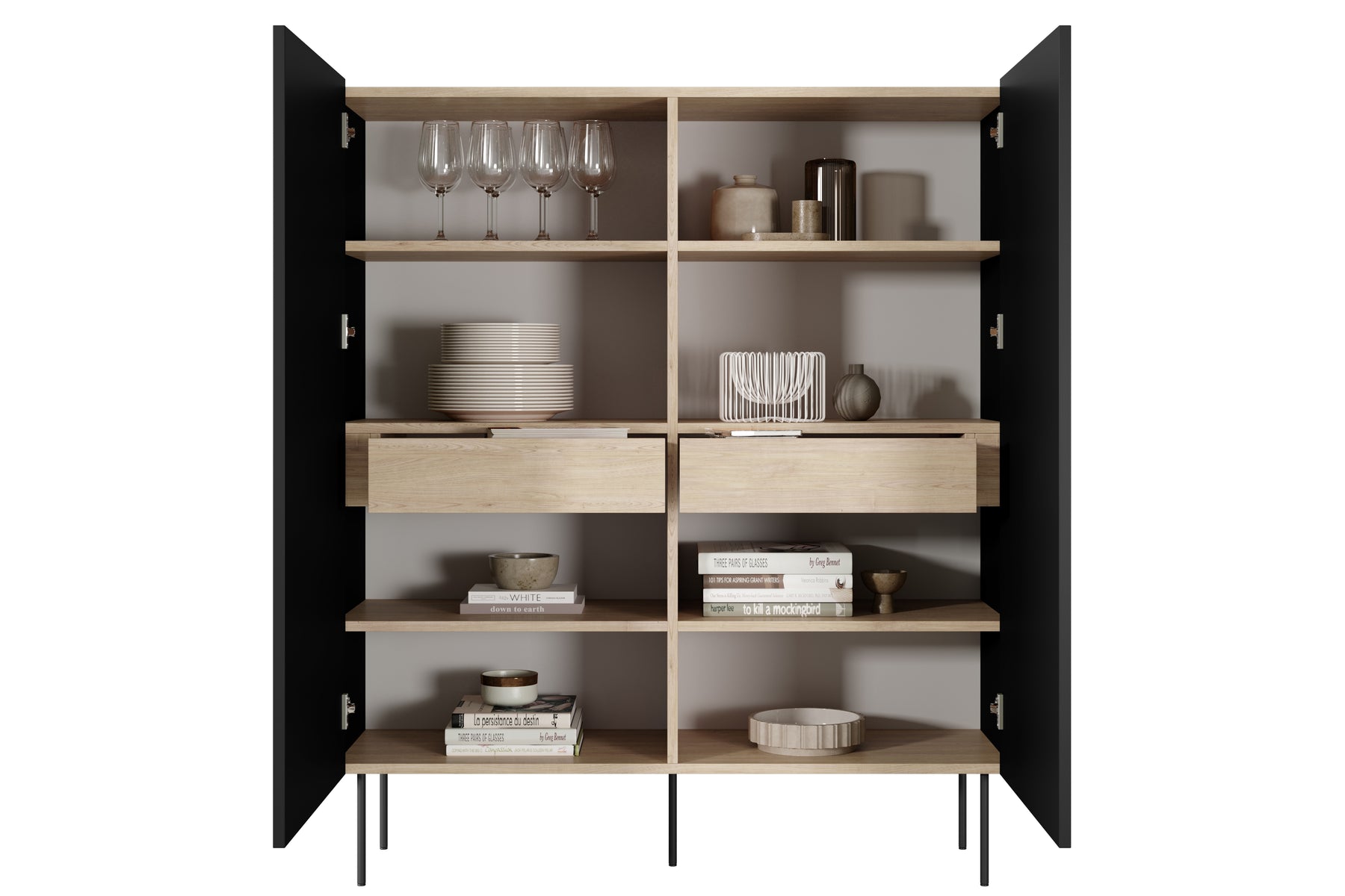 Credenza 2 ante 2 cassetti con piede in metallo Mars 120x140 cm