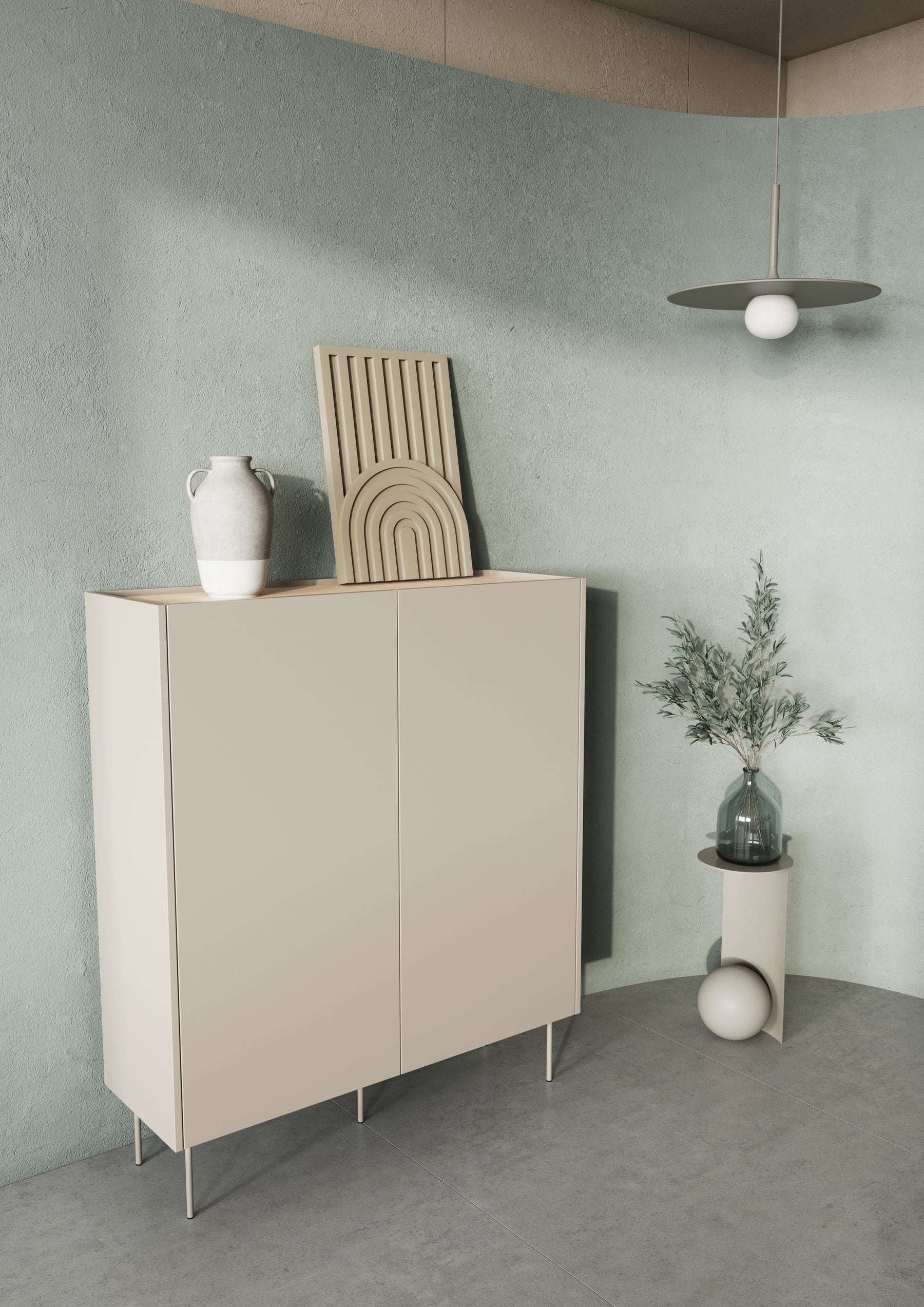 Credenza 2 ante 2 cassetti con piede in metallo Mars 120x140 cm