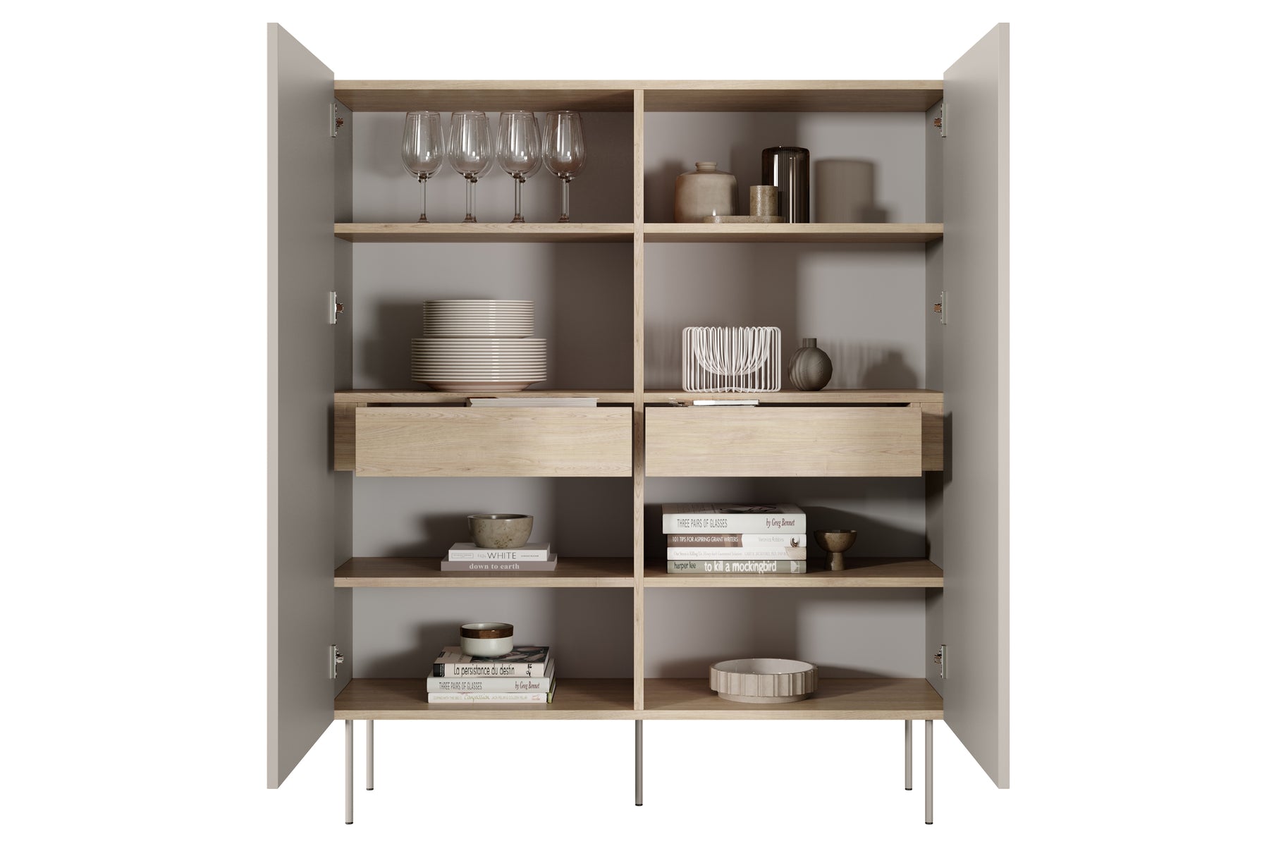 Credenza 2 ante 2 cassetti con piede in metallo Mars 120x140 cm