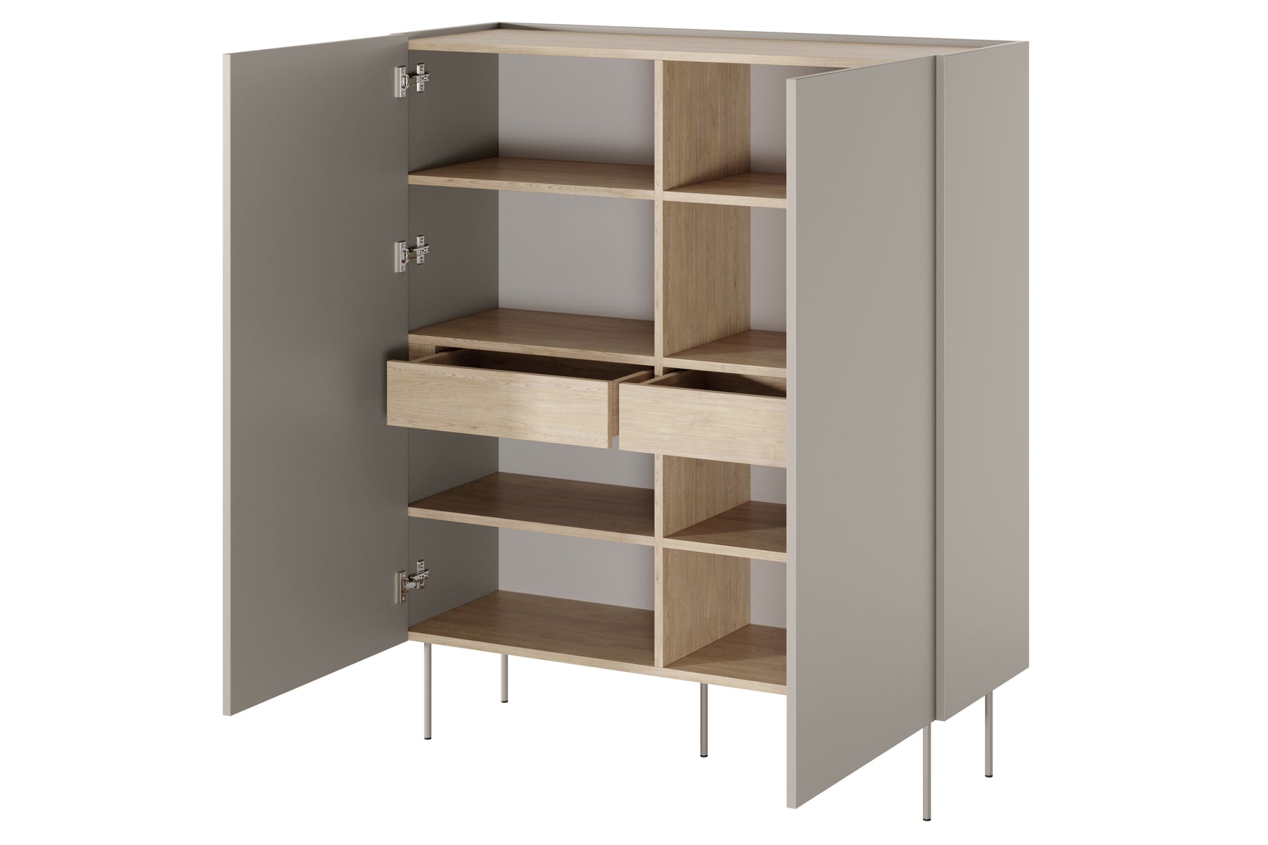 Credenza 2 ante 2 cassetti con piede in metallo Mars 120x140 cm