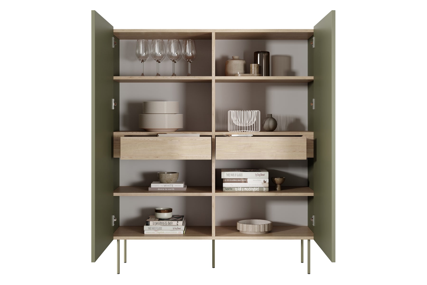 Credenza 2 ante 2 cassetti con piede in metallo Mars 120x140 cm