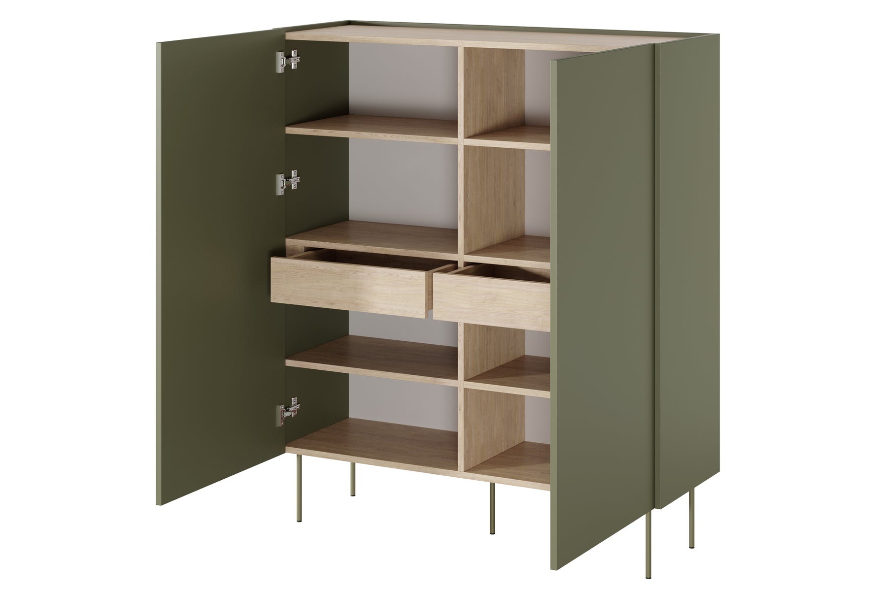 Credenza 2 ante 2 cassetti con piede in metallo Mars 120x140 cm