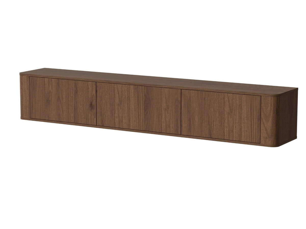 Mobile TV sospeso in legno noce opaco 3 ante Kadro 210 x 45cm