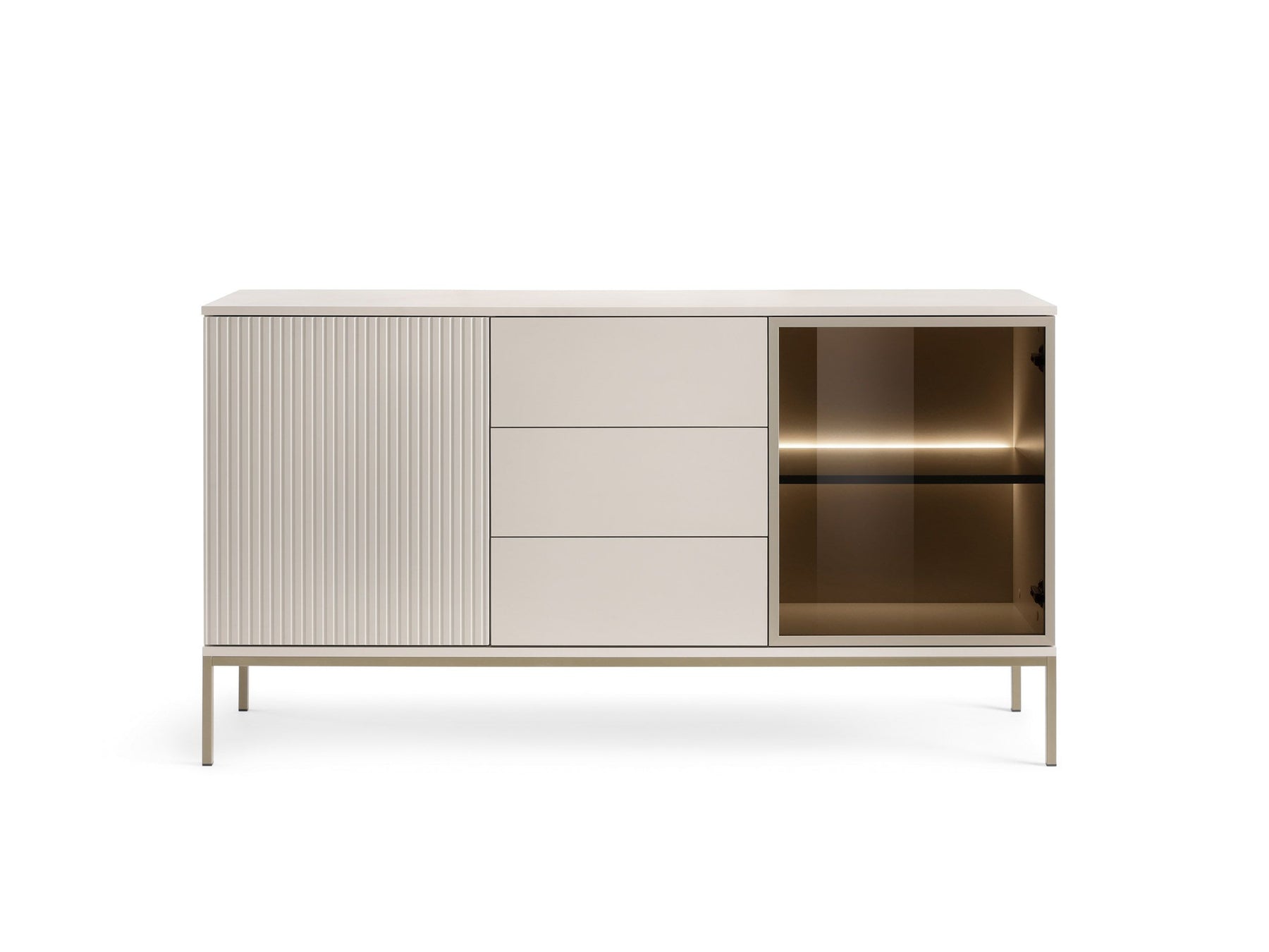 Credenza a 2 ante e 3 cassetti con LED integrato Aura 154x83 cm