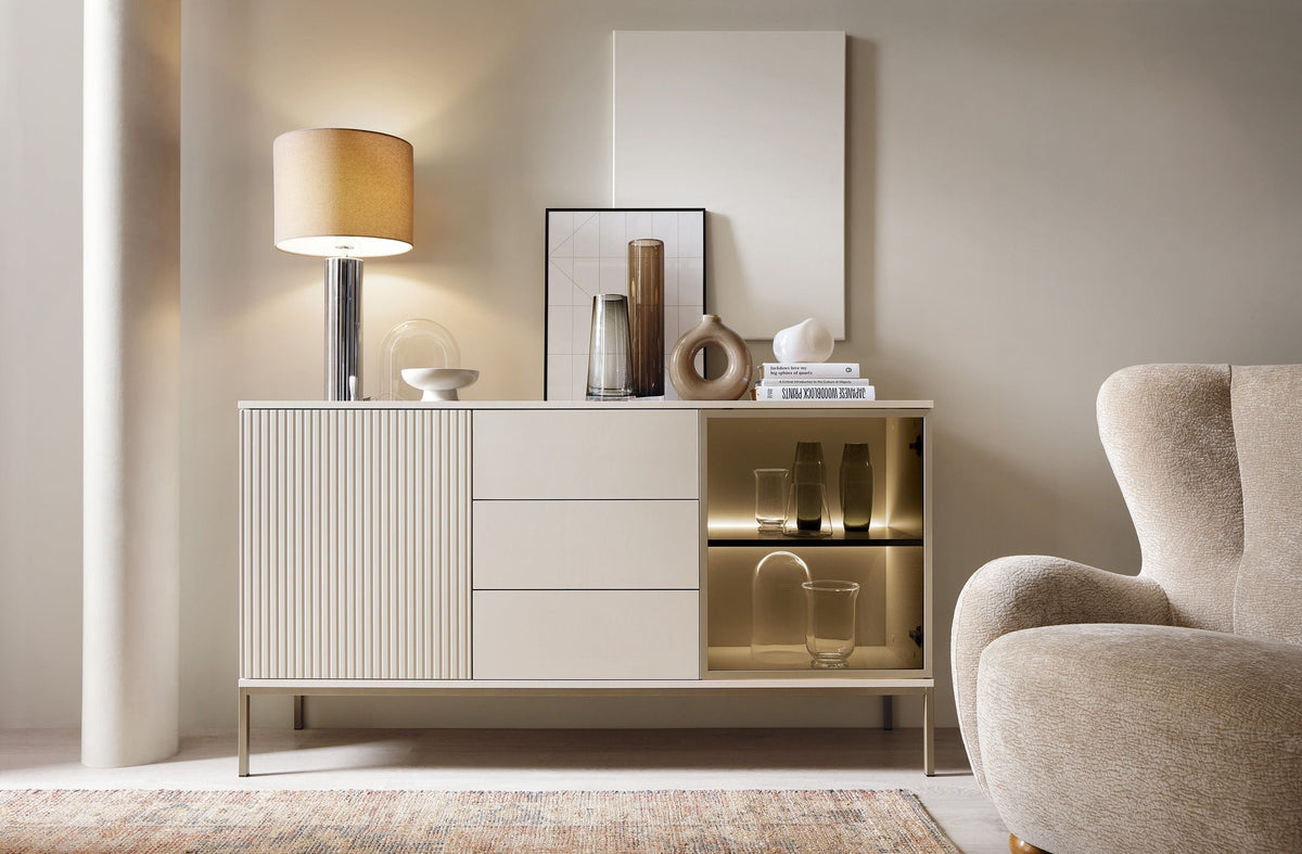 Madia a 2 ante e 3 cassetti con LED integrato Aura 154x83 cm