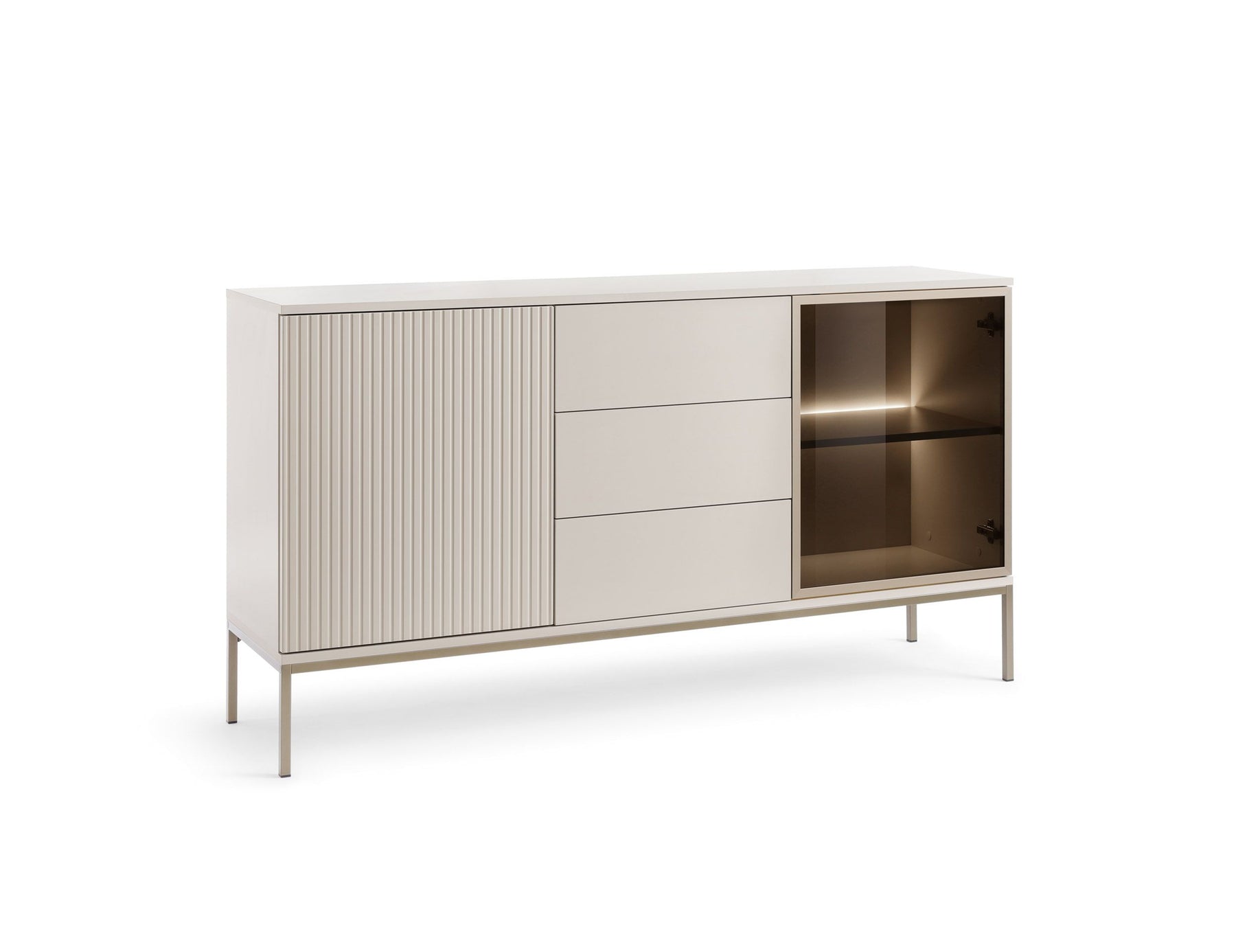 Credenza a 2 ante e 3 cassetti con LED integrato Aura 154x83 cm