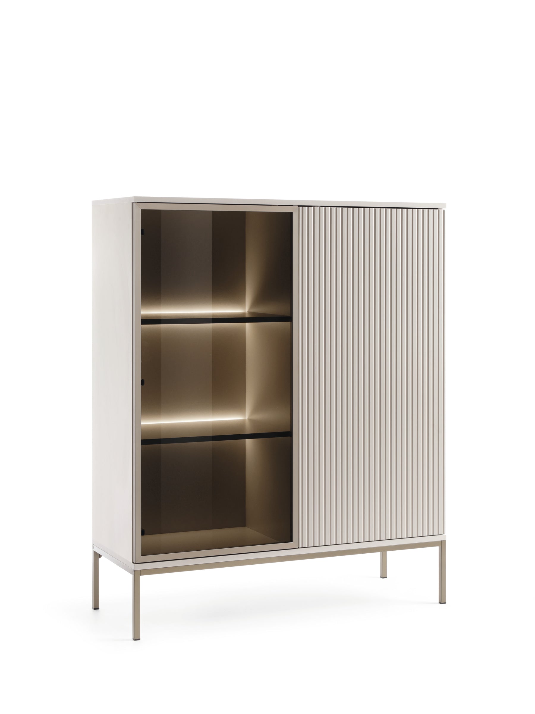 Vetrina con 2 ante e LED integrato Aura 104x126 cm