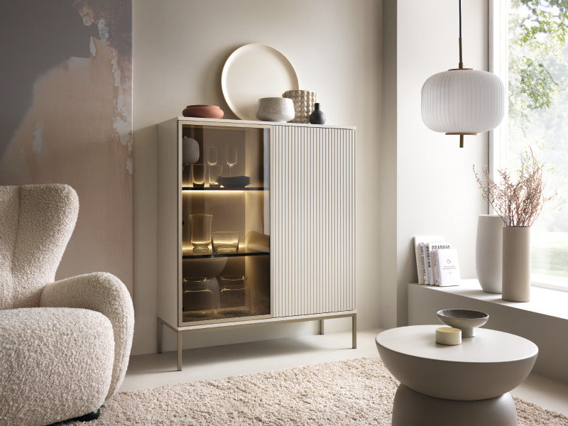Vetrina con 2 ante e LED integrato Aura 104x126 cm