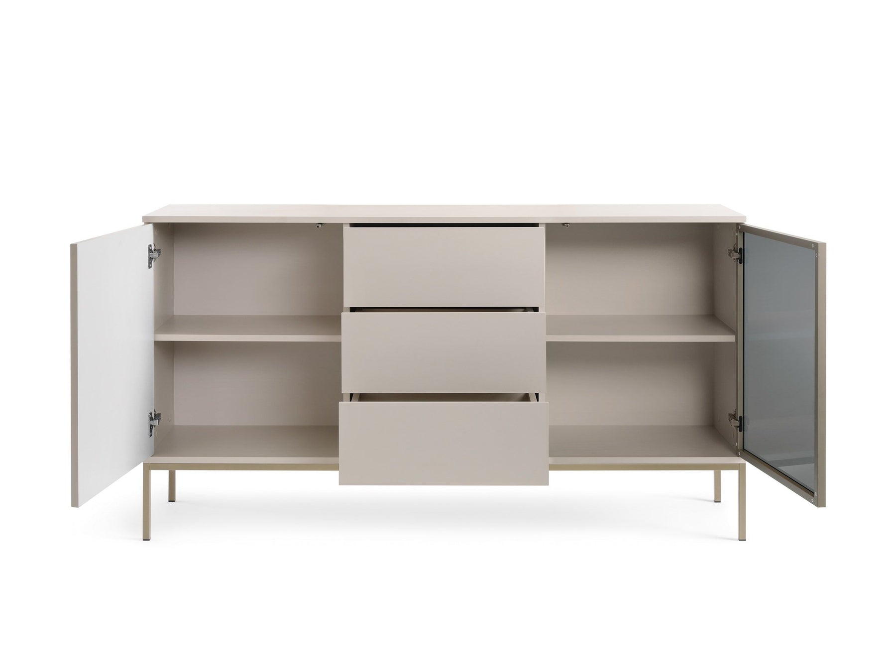 Credenza a 2 ante e 3 cassetti con LED integrato Aura 154x83 cm