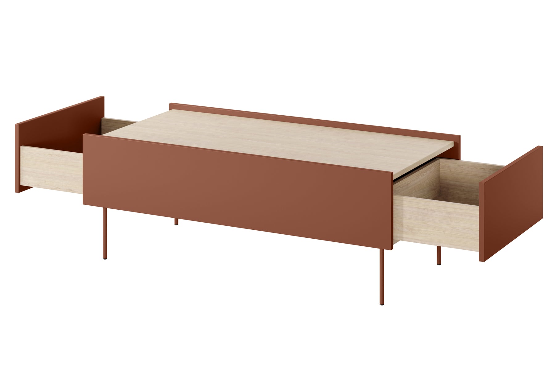 Tavolino 2 cassetti con piede in metallo Mars 120x45 cm