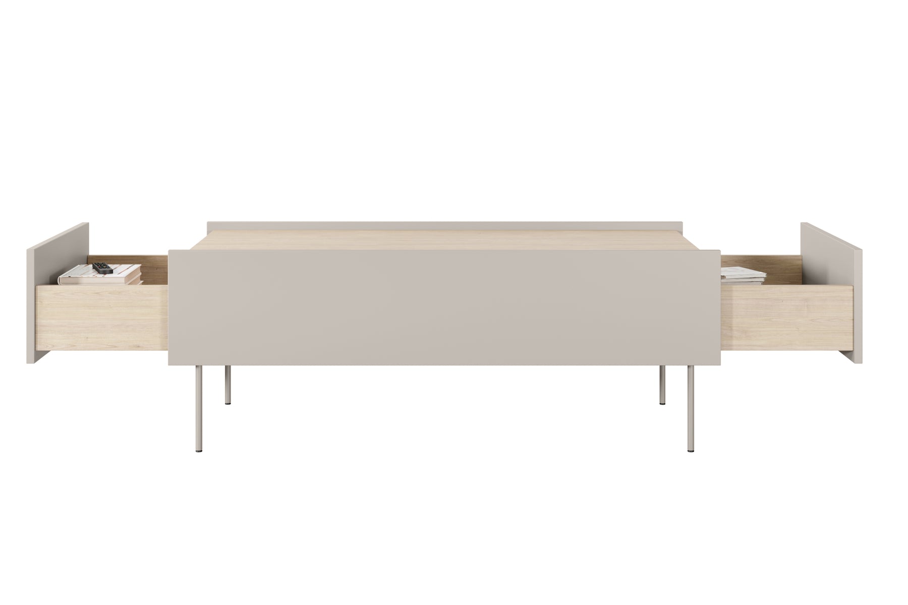 Tavolino 2 cassetti con piede in metallo Mars 120x45 cm
