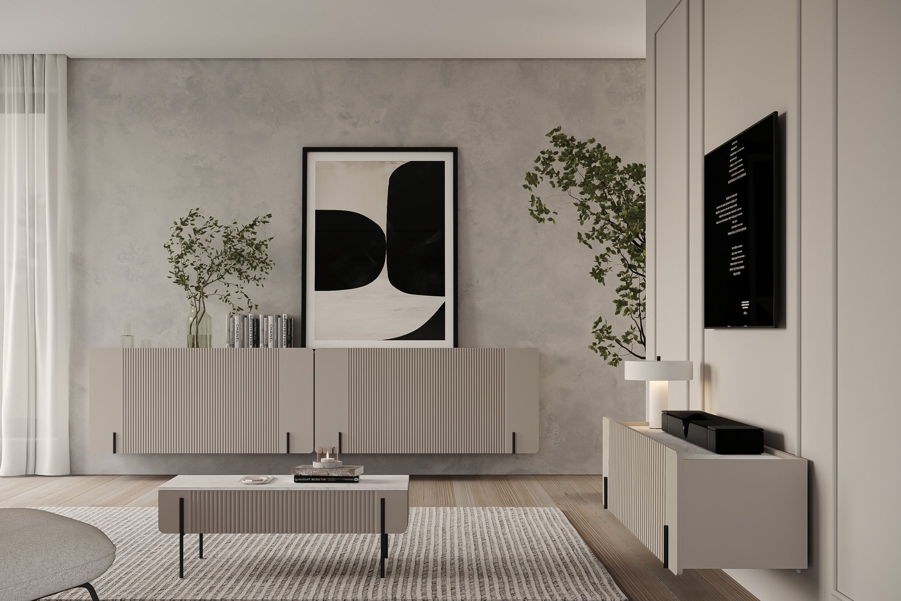 Tavolino 2 cassetti con piede in metallo cashmere Miami 100x40 cm