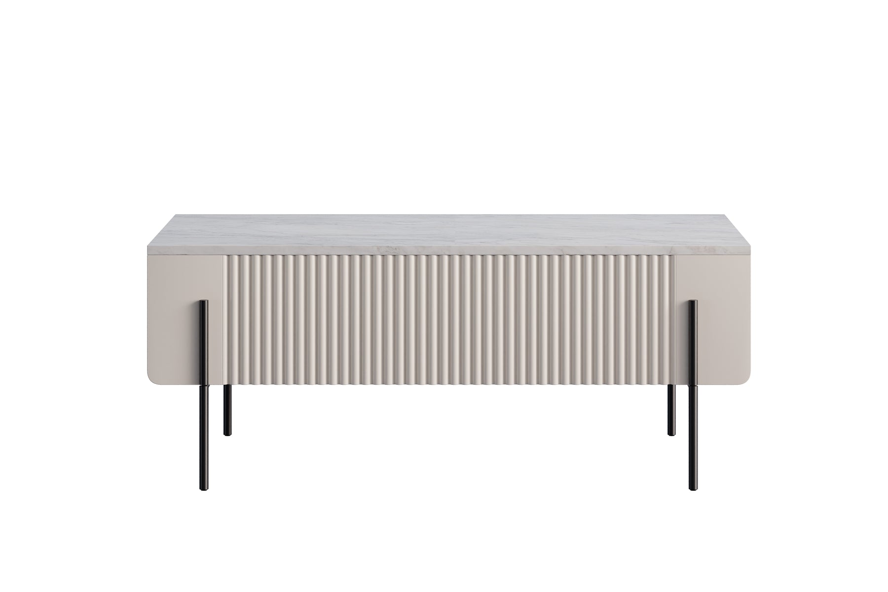 Tavolino 2 cassetti con piede in metallo cashmere Miami 100x40 cm