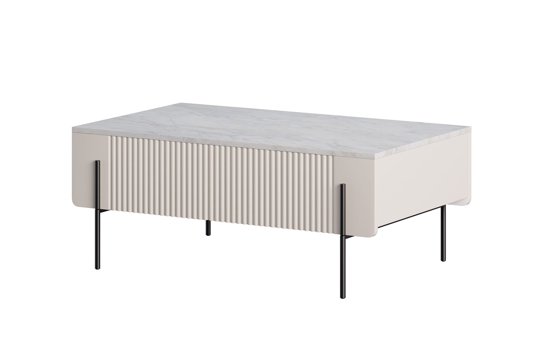 Tavolino 2 cassetti con piede in metallo cashmere Miami 100x40 cm