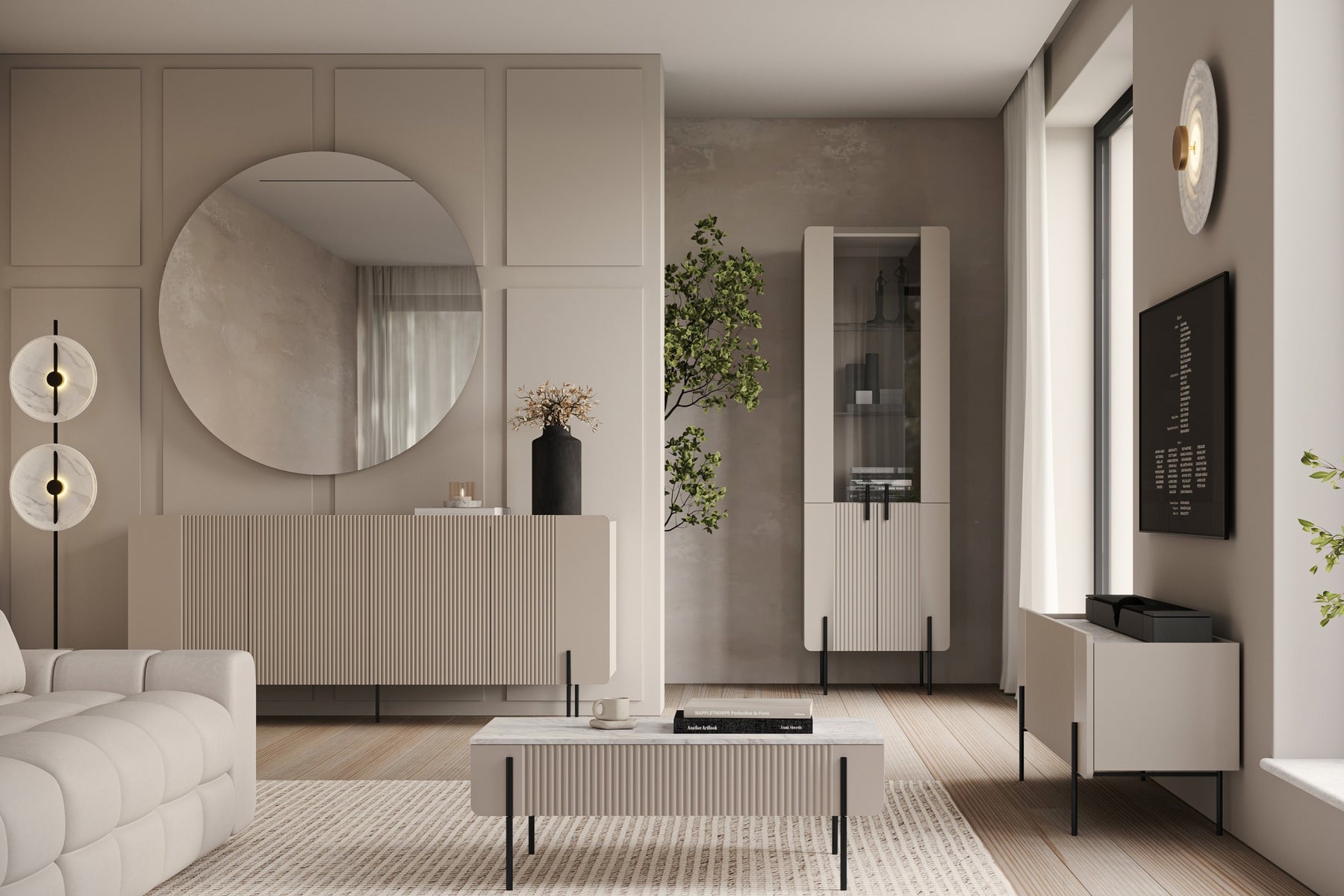 Tavolino 2 cassetti con piede in metallo cashmere Miami 100x40 cm