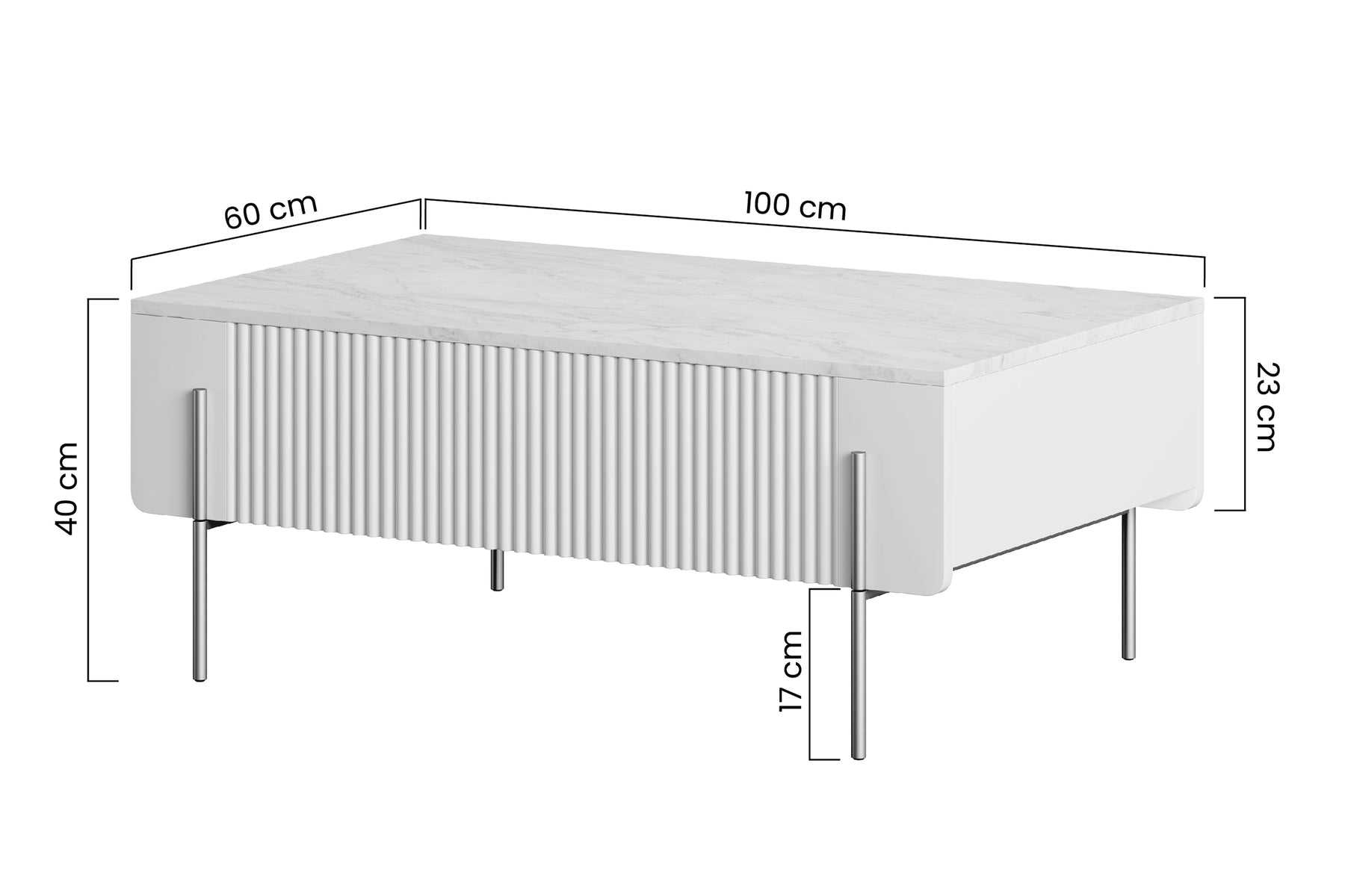 Tavolino 2 cassetti con piede in metallo cashmere Miami 100x40 cm