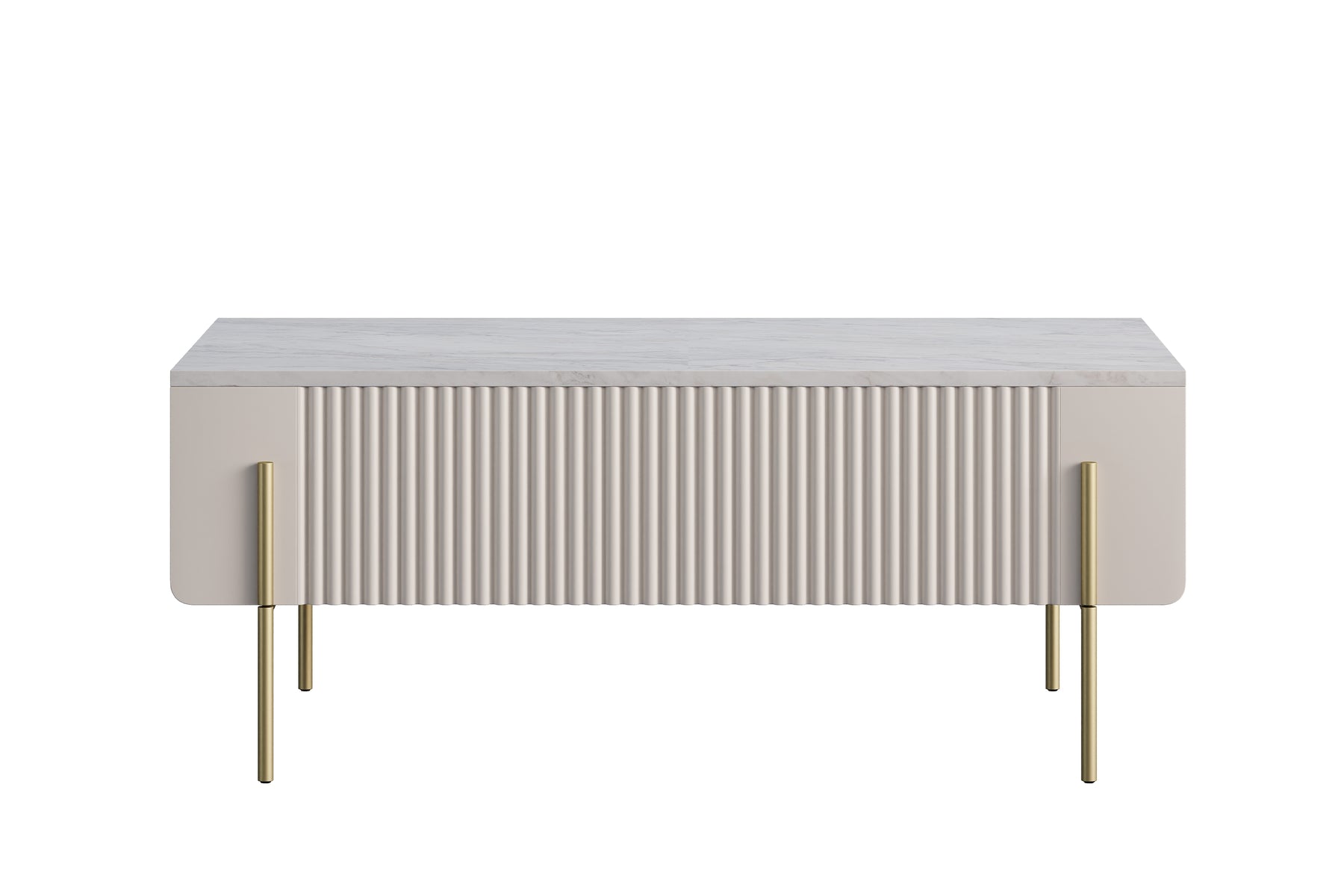 Tavolino 2 cassetti con piede in metallo cashmere Miami 100x40 cm