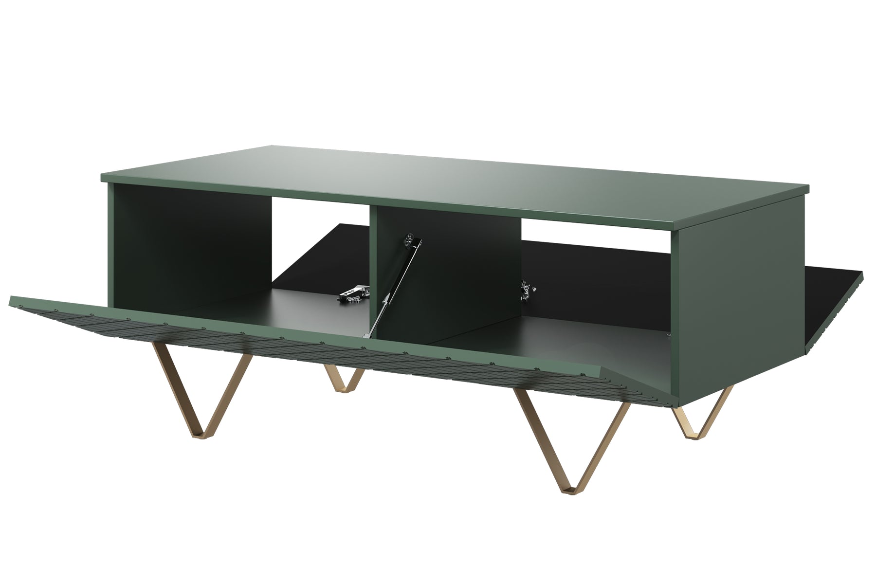 Tavolino 2 ante a ribalta con piede in metallo oro Scalia 120x55 cm