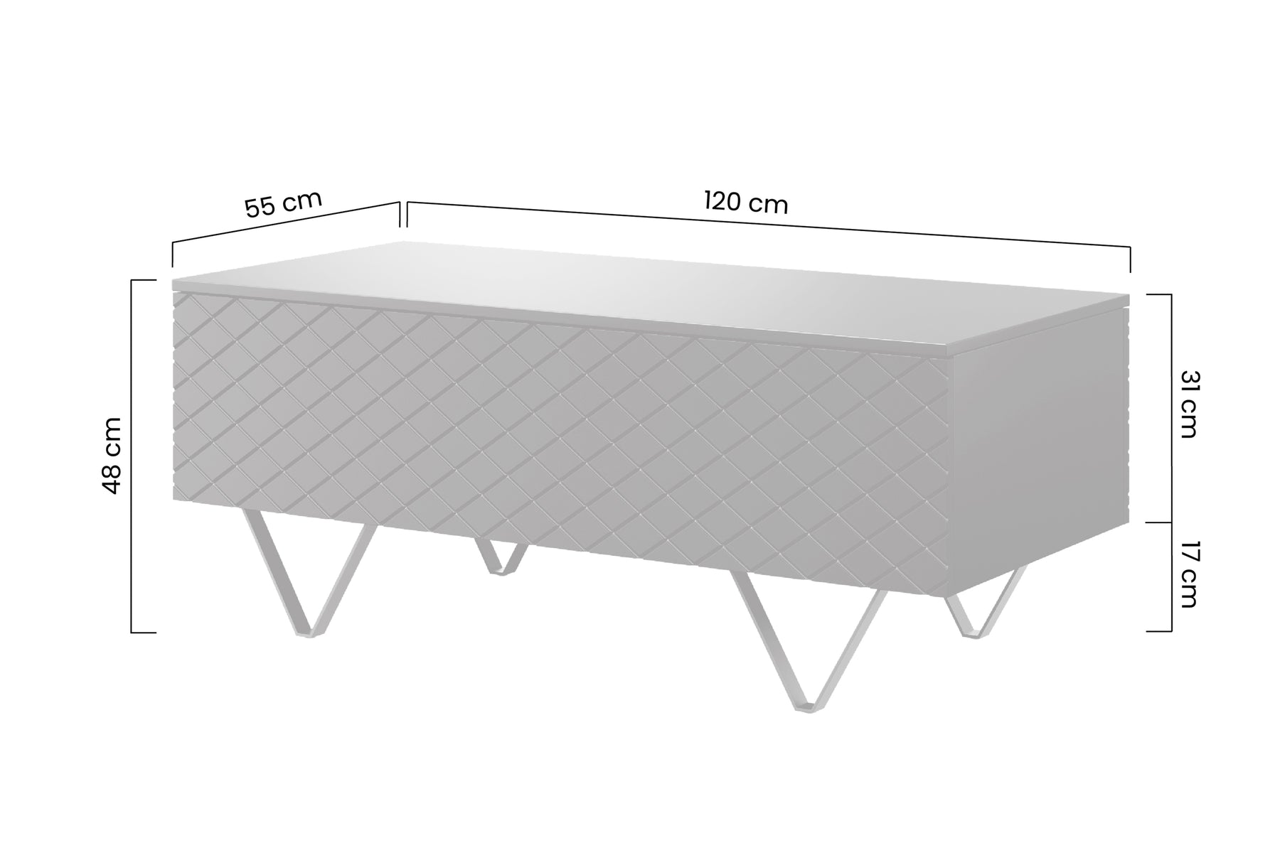 Tavolino 2 ante a ribalta con piede in metallo oro Scalia 120x55 cm