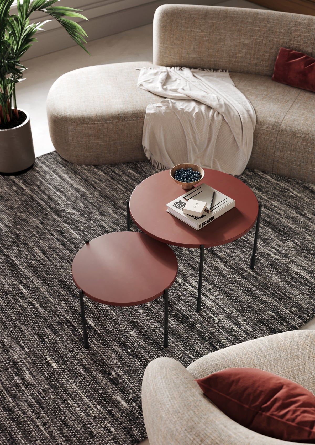 Tavolino rotondo con gambe in metallo Sonatia